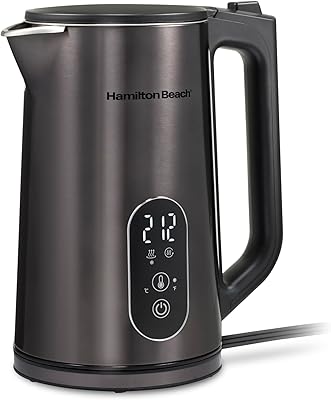 Hamilton Beach Digital Temperature Control Electric Tea Kettle, Hot Water Boiler & Heater 1.7L, 5 Preset Modes + Keep Warm, Fast Boil 1500 Watts, BPA Free, Double Wall Construction, Black (40851)