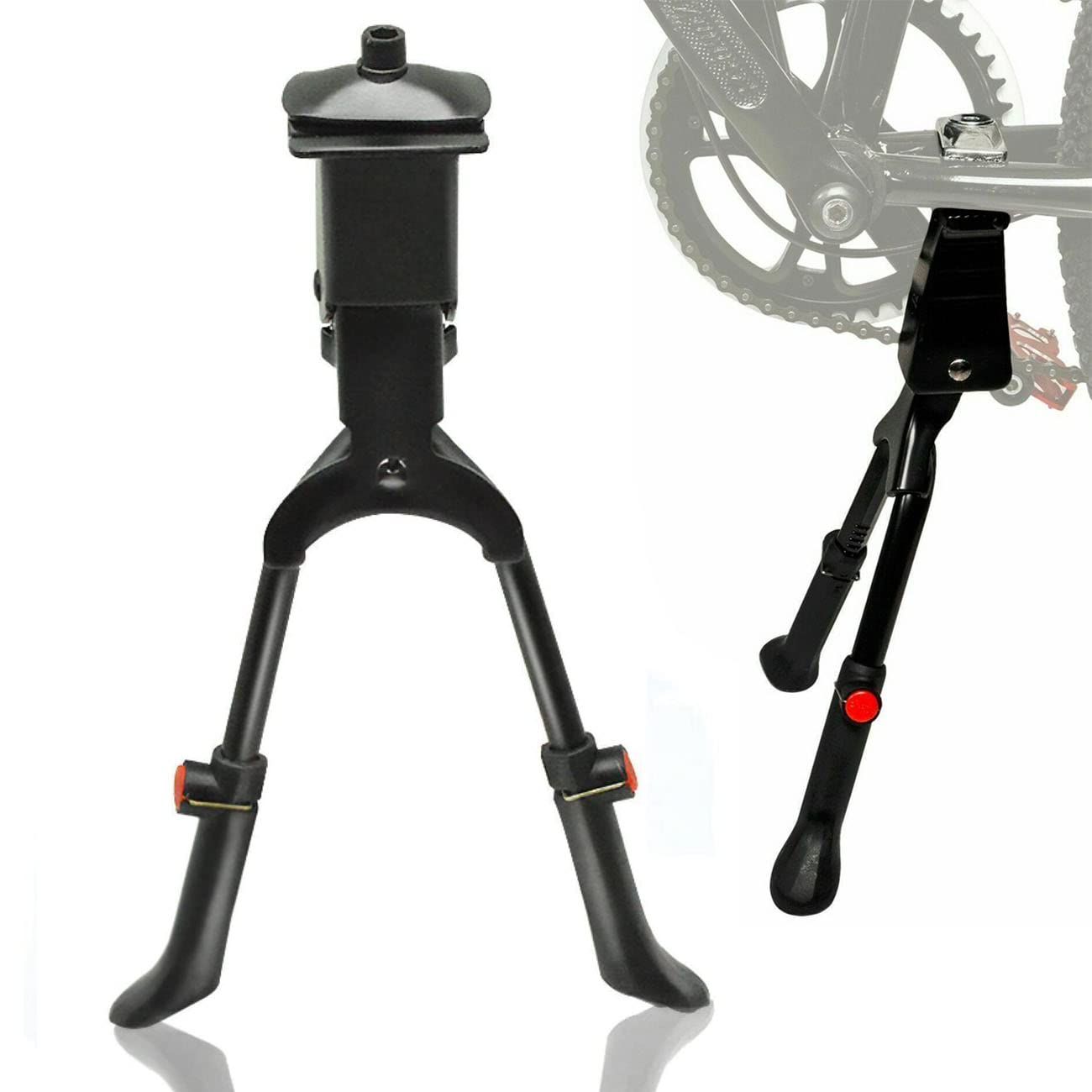 REVHQ Bike Kick Stand, Dual Leg Adjustable Bike Side Stand Anti-Slip Feet Kickstand for 26 in Bicycle