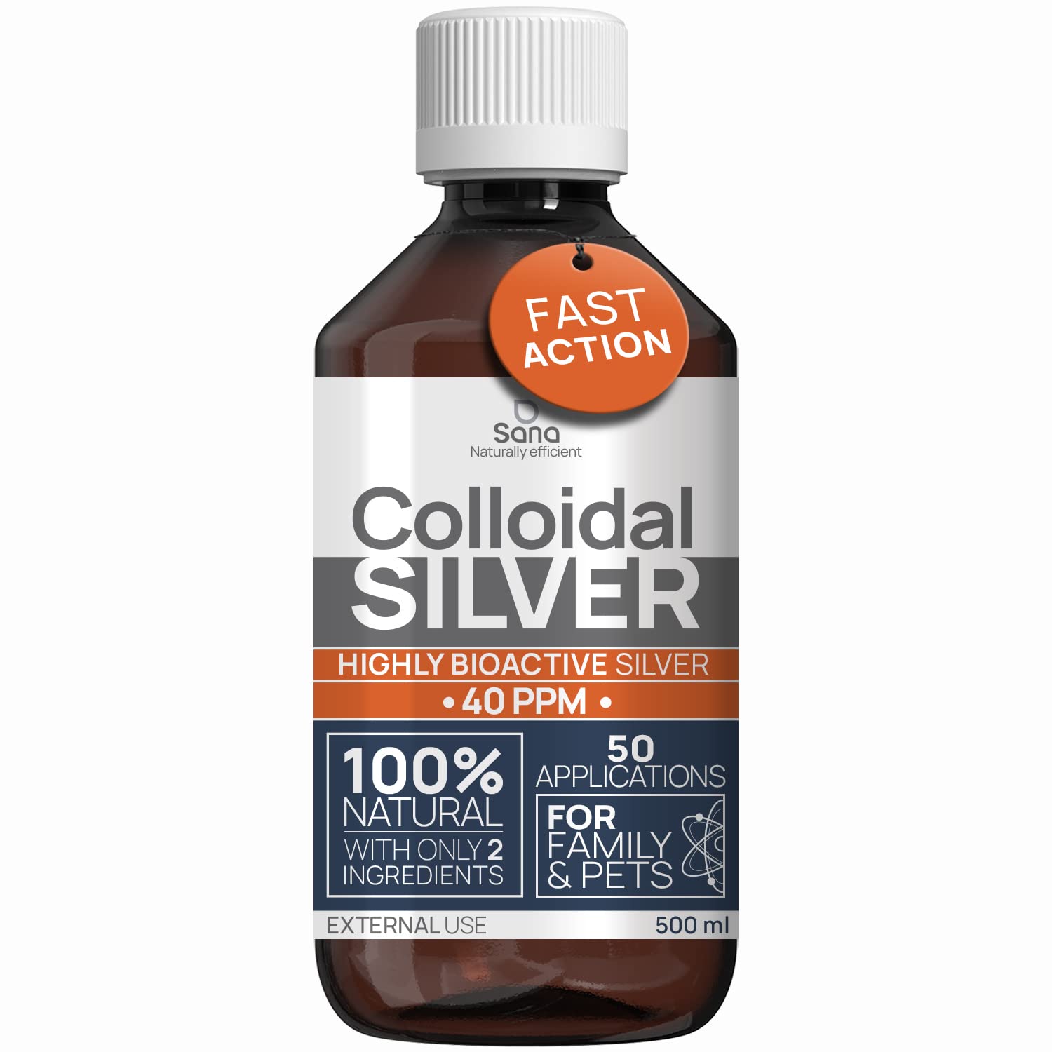 Colloidal Silver Liquid 16 fl oz 30 PPM - Bioactive Hydrosol Silver Water - Natural Immune Support Nano Sol Supplement Solution - Ionic Minerals - Organic Structured Silver