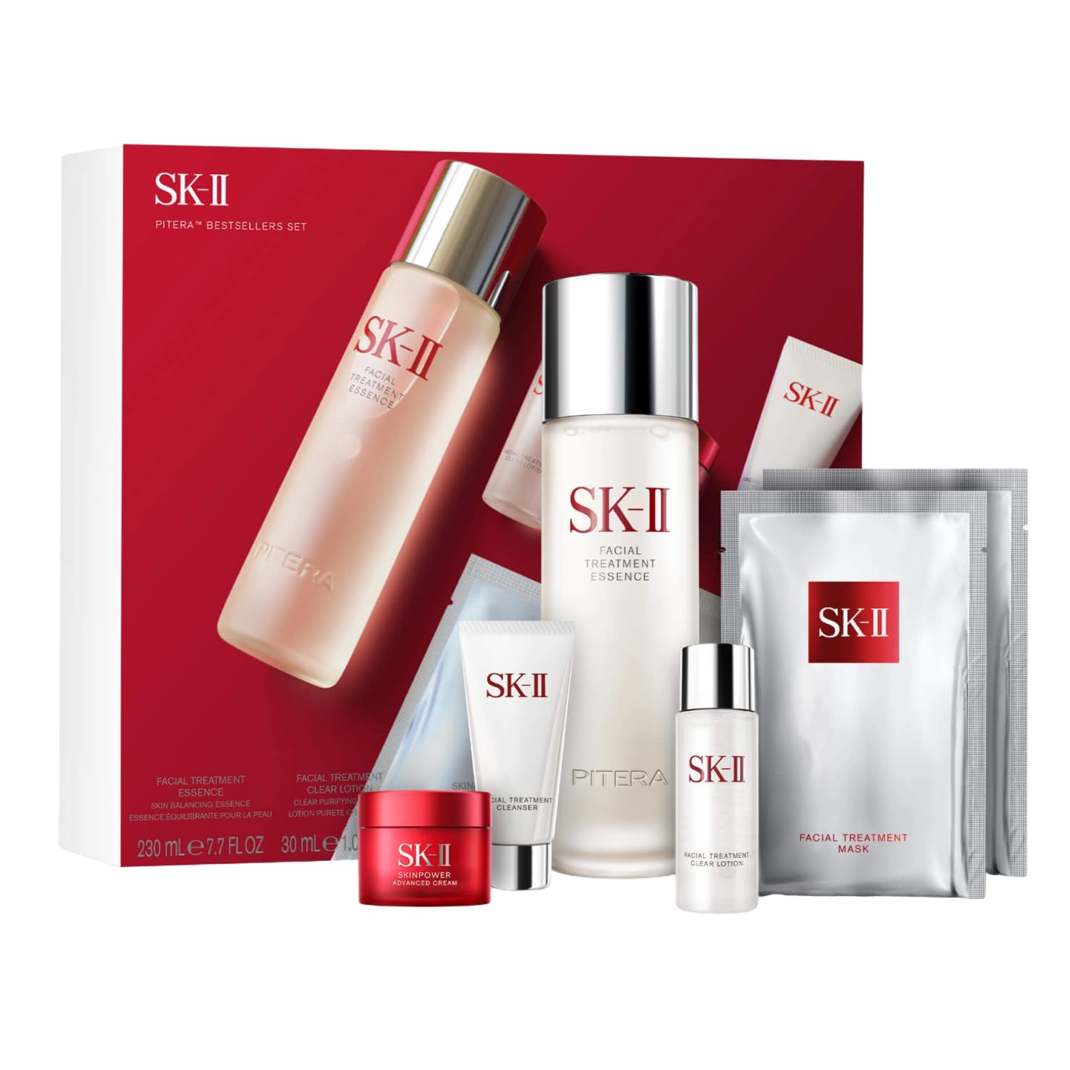 SK-IIPITERA Bestsellers Set - Includes Must-Have Essence, Mini Cleanser, Mini Toner, 2 Sheet Masks & Mini Cream (6 Count)