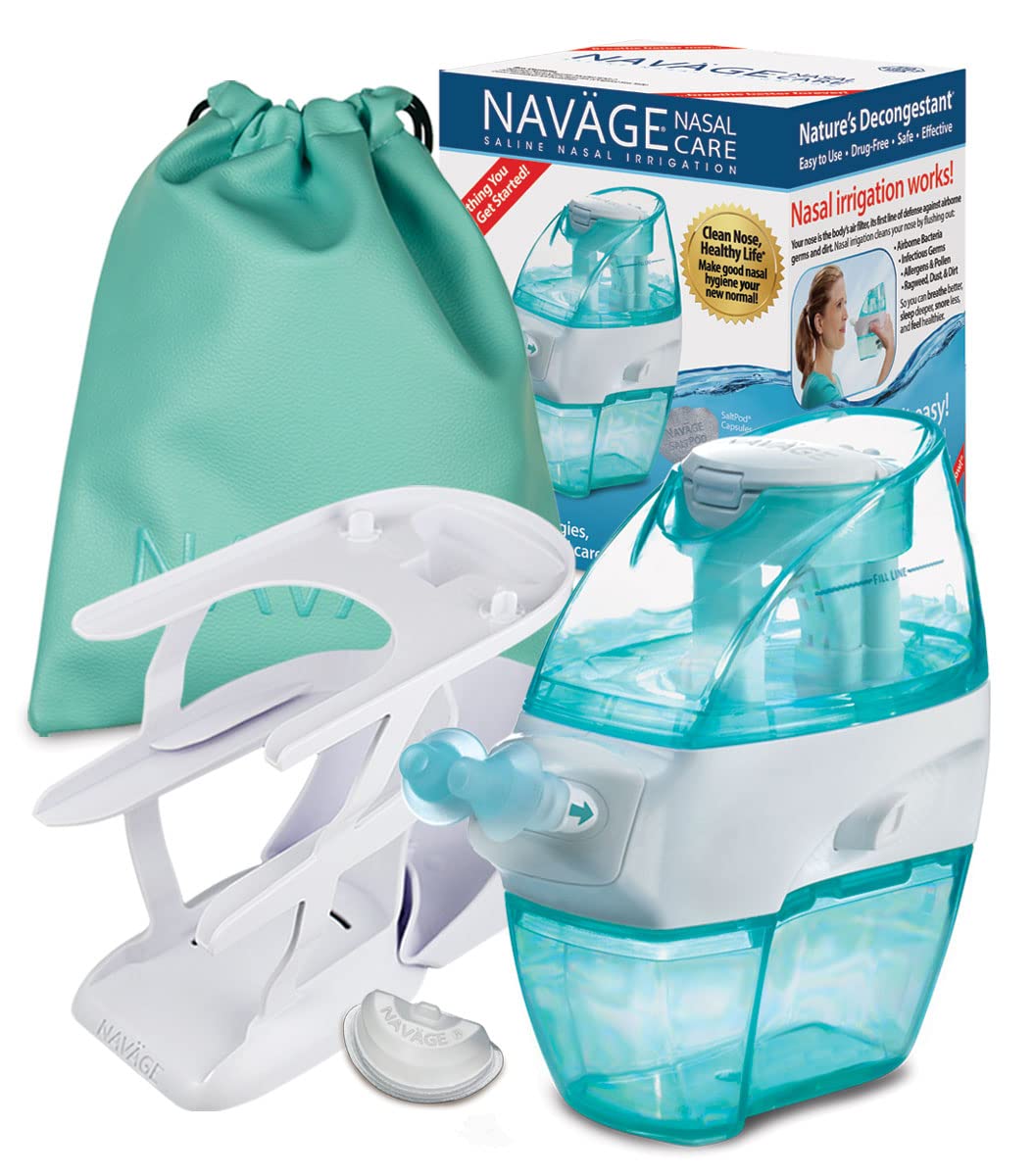 NavageNasal Care Deluxe Bundle: Navage Nose Cleaner, 48 SaltPod Capsules, Countertop Caddy, and Travel Case