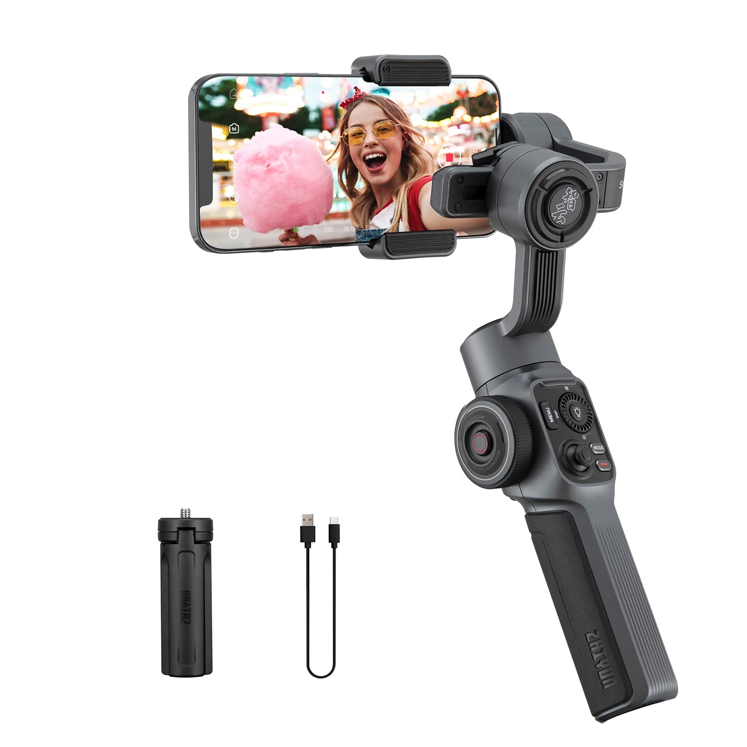 Zhiyun Smooth 5 Phone Gimbal, 3-Axis Handheld Smartphone Stabilizer with Grip Tripod, AI Face Tracking for iPhone Android Portable & Foldable, YouTube TikTok Video, FiLMiC Pro