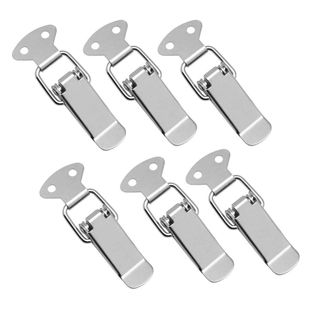 6 Packs Stainless Steel Spring Loaded Toggle Latch Catch Clamp Clip Drawer Hasp Clasp Duck Billed Buckles for Toolbox, Trunk, Case and Chest (58mm Overall Length)