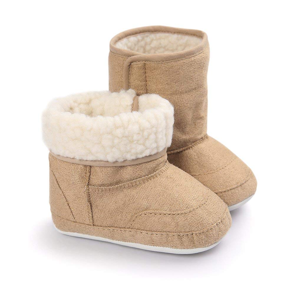 LIVEBOX Prewalker Toddler Boots Premium Soft Anti-Slip Sole Warm Winter Boots for Infant Baby Girls (S: 0~6 Months,Khaki2)