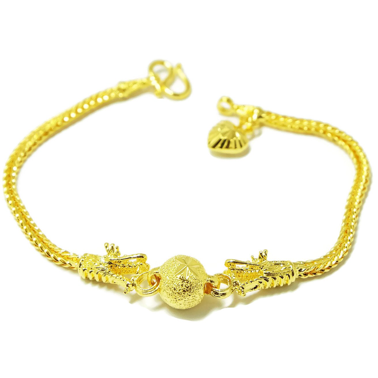 Dragon Bracelet 22k 23k 24k Thai Baht Yellow Gold Plated Jewelry Bangle