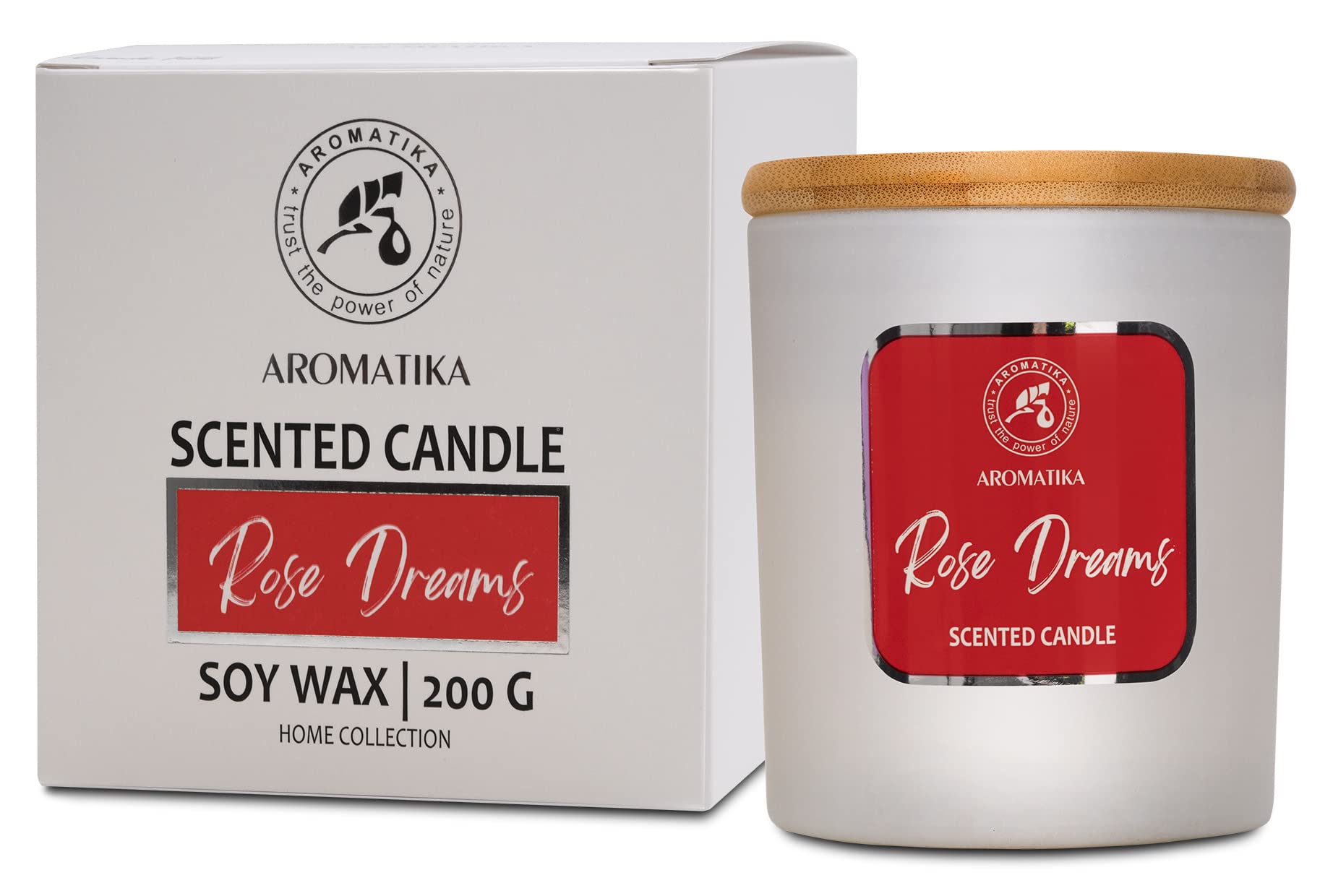 Scented Candle Rose Dreams - Essential Oil Aromatherapy Candle - Soywax Candle - Up to 45 Hours Burn Time - Glass Candle Gift - Luxury Soy Wax Candle for Home Scented - Home Scented Candles