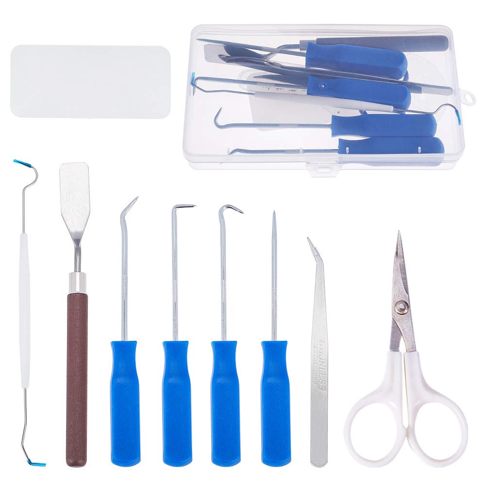 BENECREAT 9Pcs Stainless Steel Precision Craft Vinyl Weeding Tools Craft Basic Set Craft Vinyl Tools Including Scissor, Tweezers, Weeders, Scraper, Spatula 9 Pcs