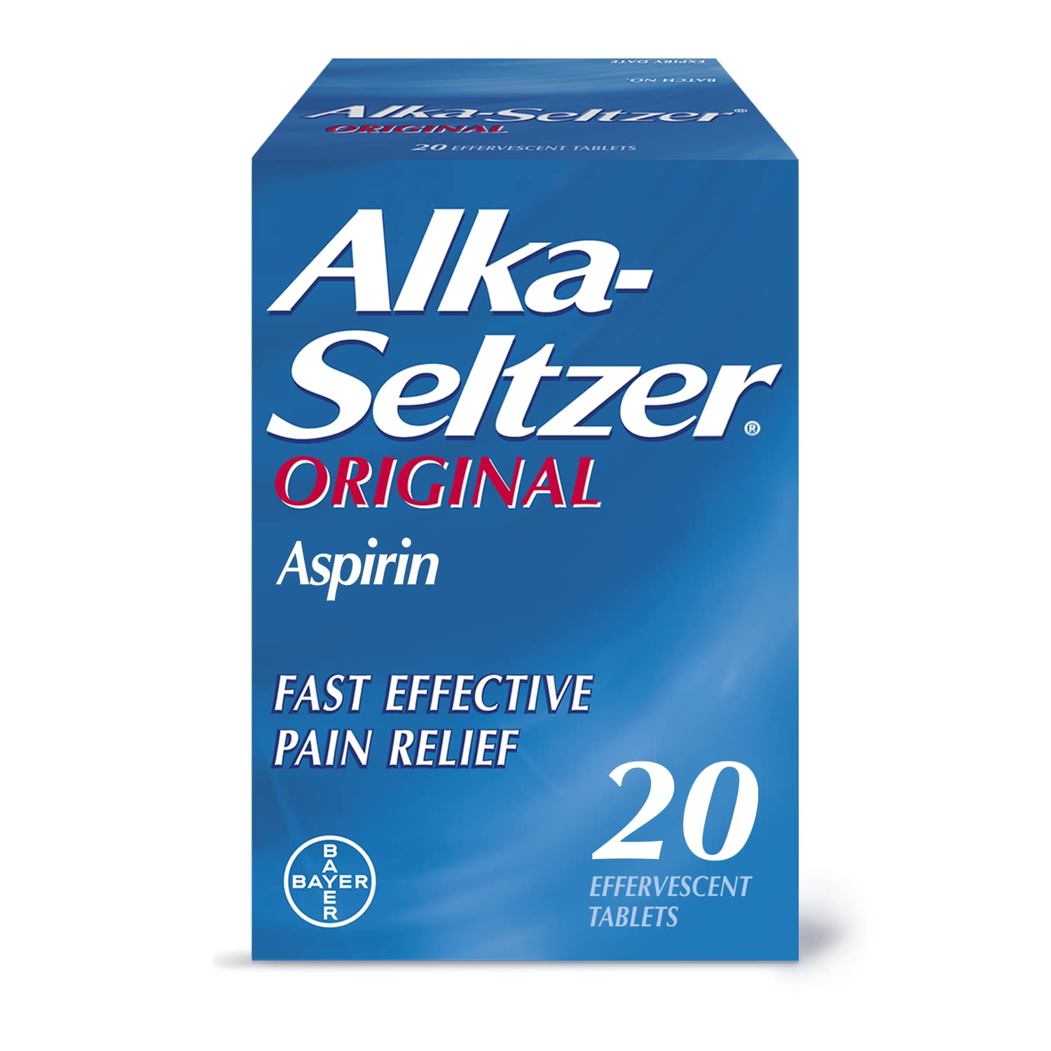 Alka-Seltzer Alka Seltzer Original Effervescent Tablets with Aspirin, Fast and Effective Pain Relief for Cold and Flu, 1 Pack of 20