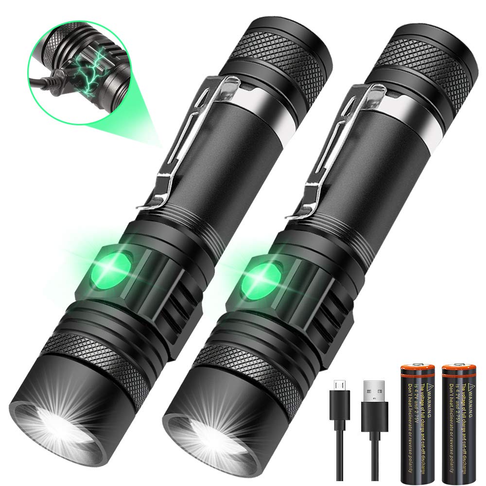 AOMEESMini Torch USB Rechargeable Torch Tactical Torch 4 Modes High/Low/Flash/SOS for Indoor Outdoor Use