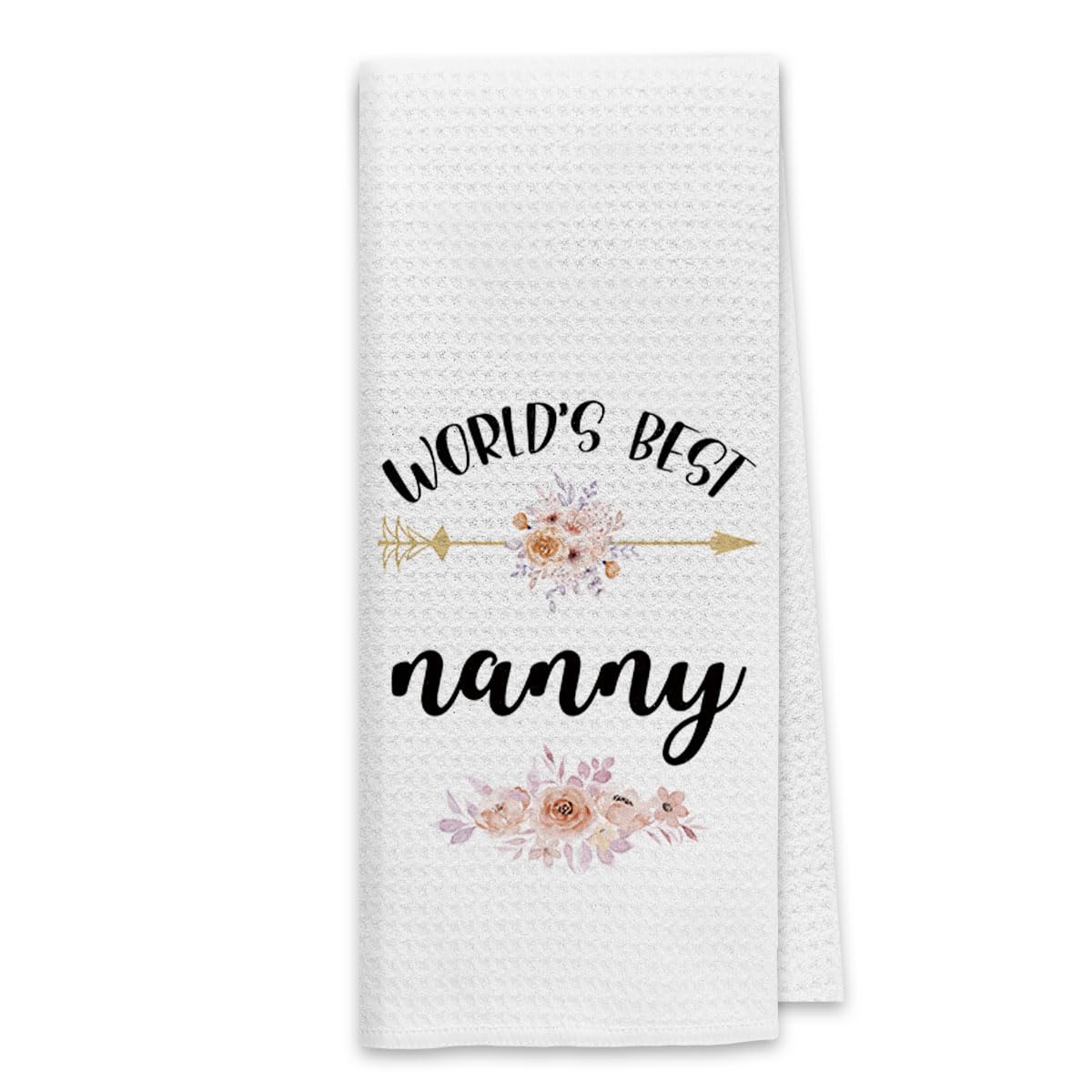 World’s Best Nanny Floral Kitchen Towels Dish Towels Dishcloth,Best Nanny Decorative Absorbent Drying Cloth Hand Towels Tea Towels for Bathroom Kitchen,Grandma Mother’s Day