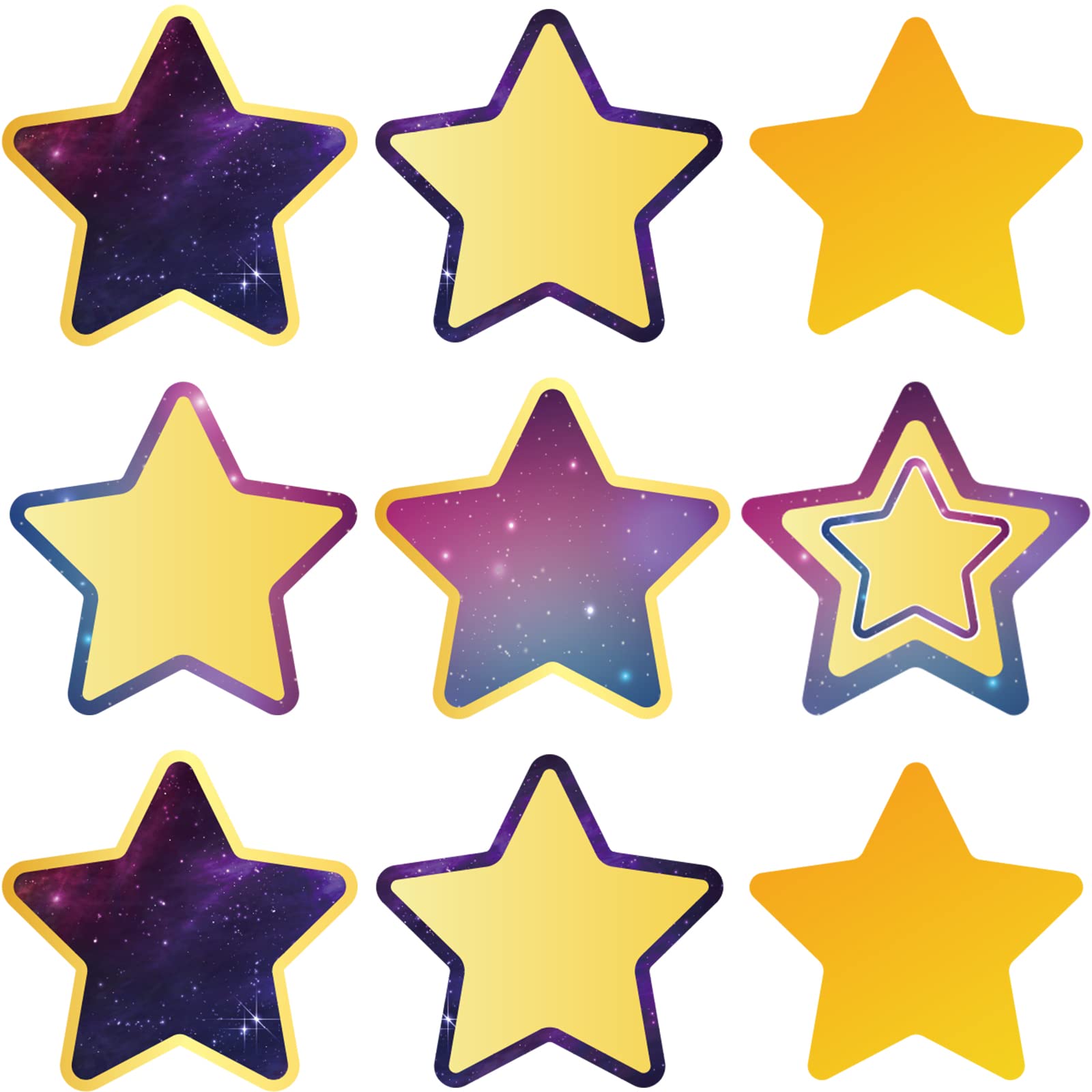 48Pcs Colorful Galaxy Starss Cutouts Galaxy Starss Paper Bulletin Board Home Decorations Galaxy Stars Name Tag Label for Teacher Student Back to School Party Supplies