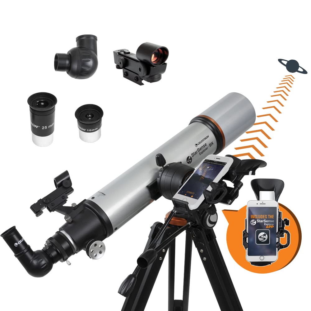 Celestron 22460 Starsense Explorer Dx 102Az Smartphone App-Enabled Refractor Telescope, Iphone/Android Compatible, Grey