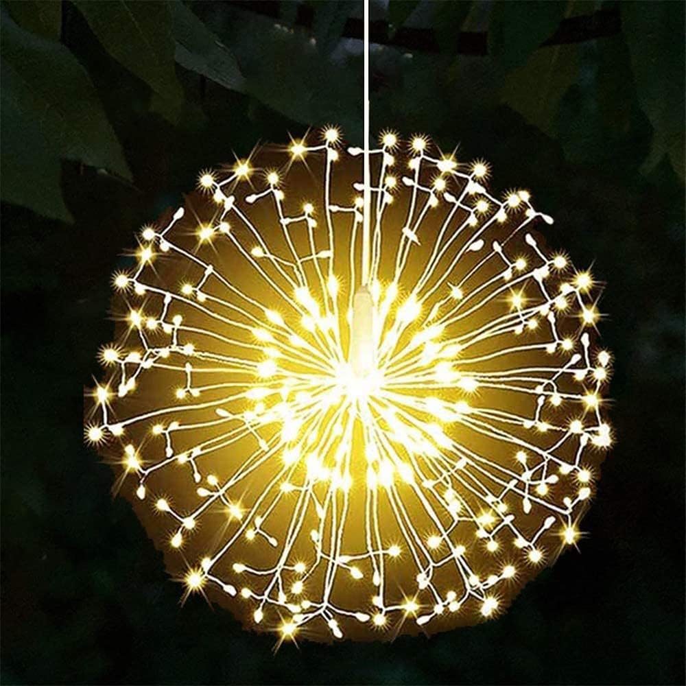 Azonee Firework Lights 1 Pack LED Gazebo Lights Battery Operated, 8 Modes Garden Hanging Lights with Remote, Waterproof Starburst Lights with Remote Control, for Garden, Party, Outdoor, Indoor