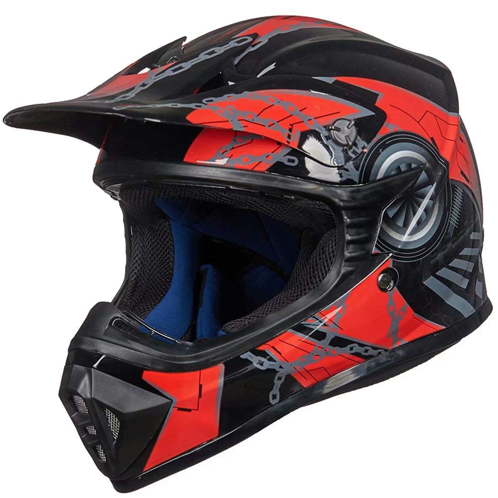 ILM Kids Youth Adult Dirt Bike Helmets Motocross ATV Dirtbike BMX MX Offroad Full Face Motorcycle Helmet, DOT Approved Model 128