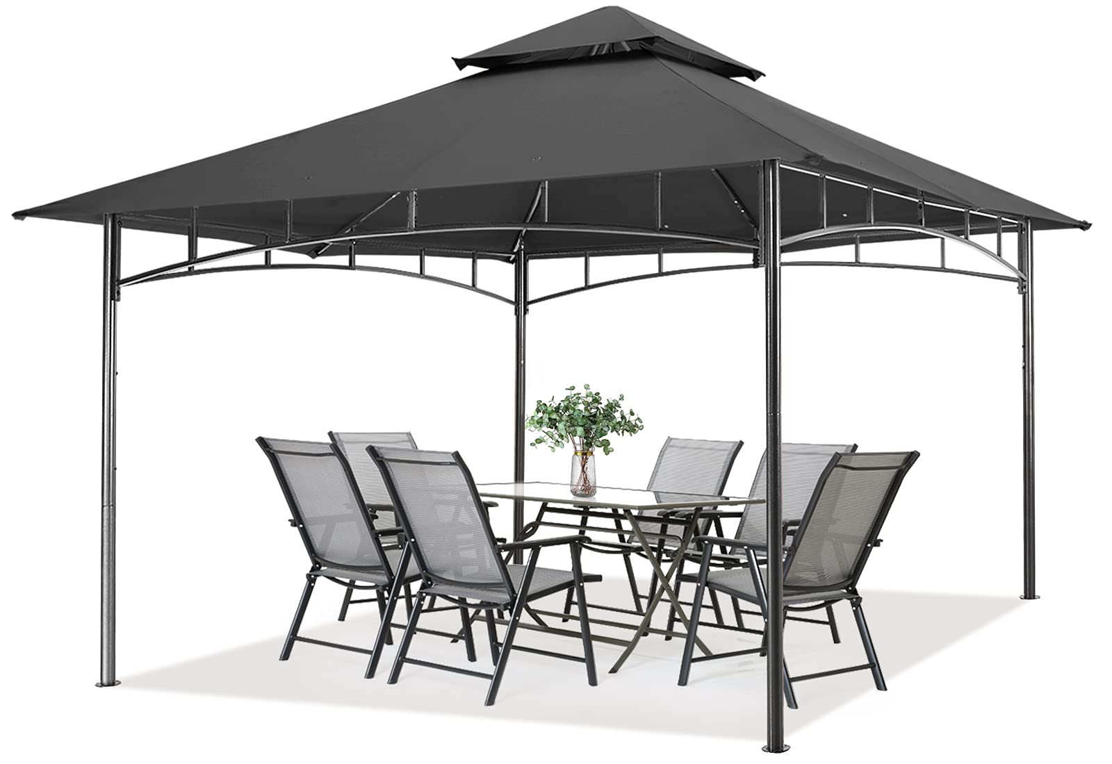 MASTERCANOPY Outdoor Garden Gazebo for Patios with Stable Steel Farme (3x3, Dark Gray)