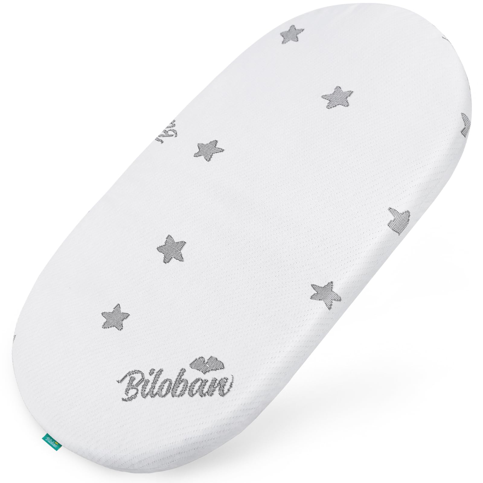 Biloban Bassinet Mattress Pad (17" x 29") Compatible with 4moms MamaRoo Sleep Bassinet, Waterproof Breathable Soft, Baby Foam with Removable Zippered Cover