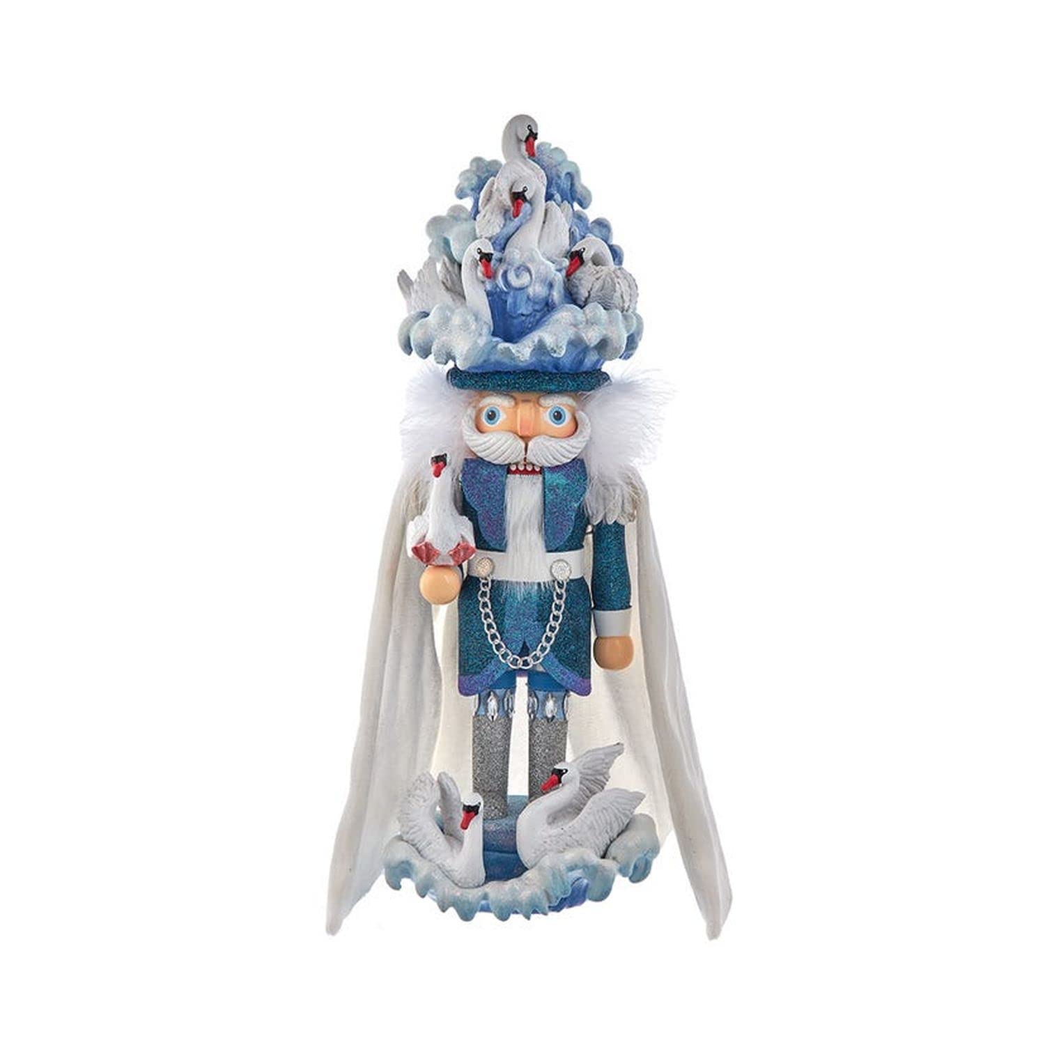 Kurt Adler 18-Inch Hollywood 7 Swans Swimming Nutcracker,Blue