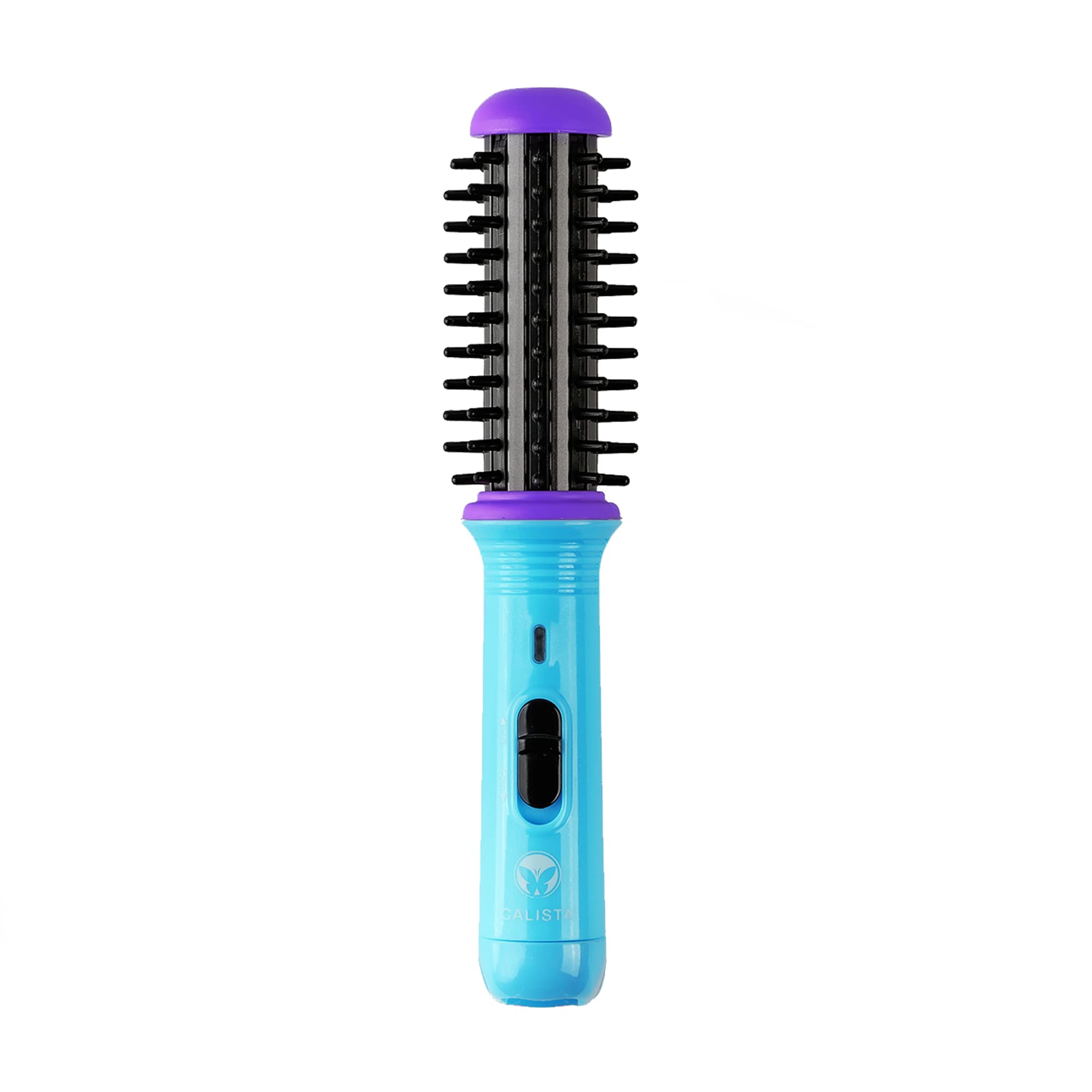 CalistaGoGo Mini Heated Round Brush | Curl, Touch-Up, De-Frizz, Smooth, and Style Hair with Mini 7” Styling Tool | Heats to 365°F | Perfect Travel Tool | Dual Voltage (Berry Burst)