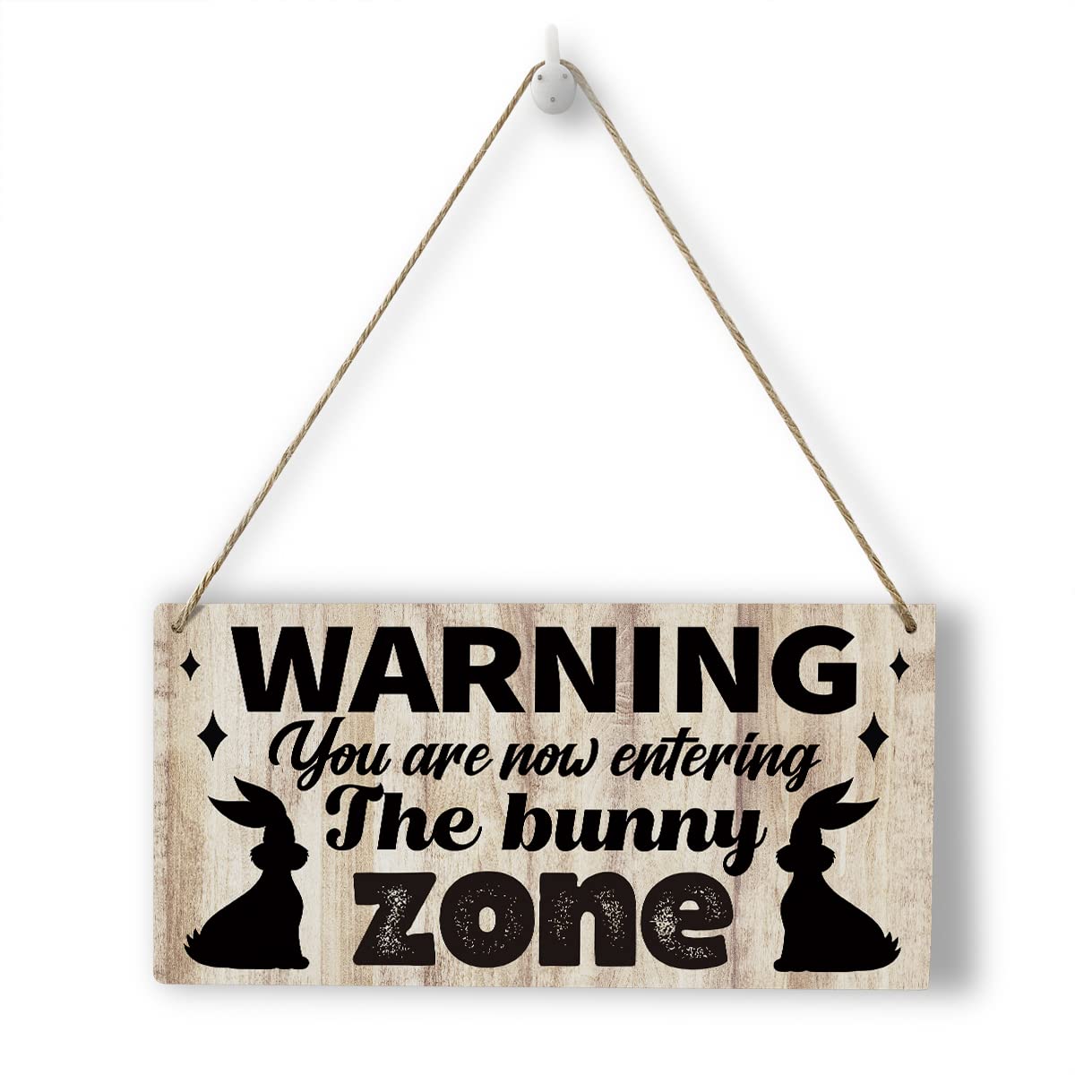 Rustic Welcome Bunny Sign Wood Wall Art Wall Hanging Decor Funny Easter Rabbit Decorations Wooden Decorative Plaque for Bunnies Lovers Room Farmhouse Warning You Are Now Entering The Bunny Zone Sign