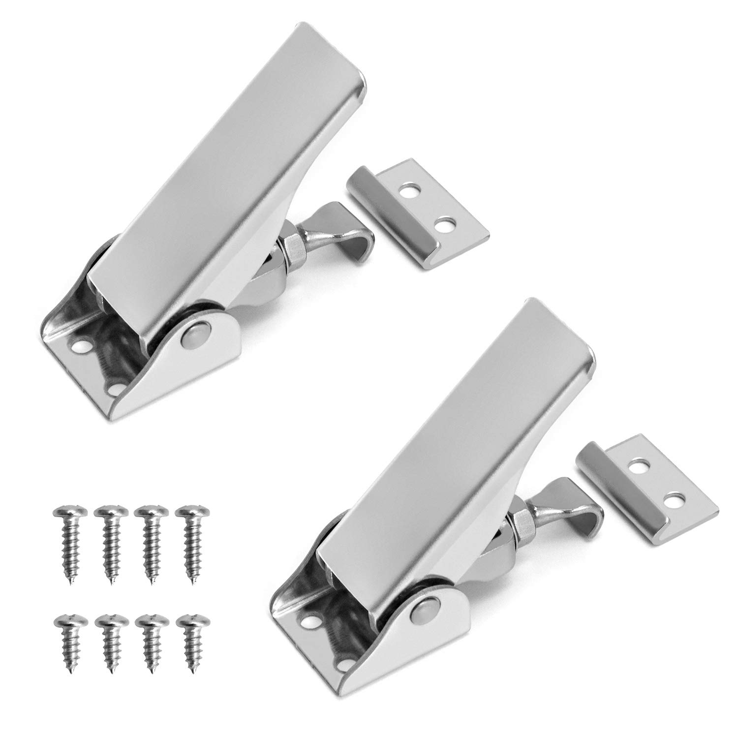 QWORK 2 Pcs Heavy Toggle Latch Catch Clamp Adjustable Cabinet Boxes Metal Toggle Clamp Toggle Clamp , Stainless Steel Quick Release Tool