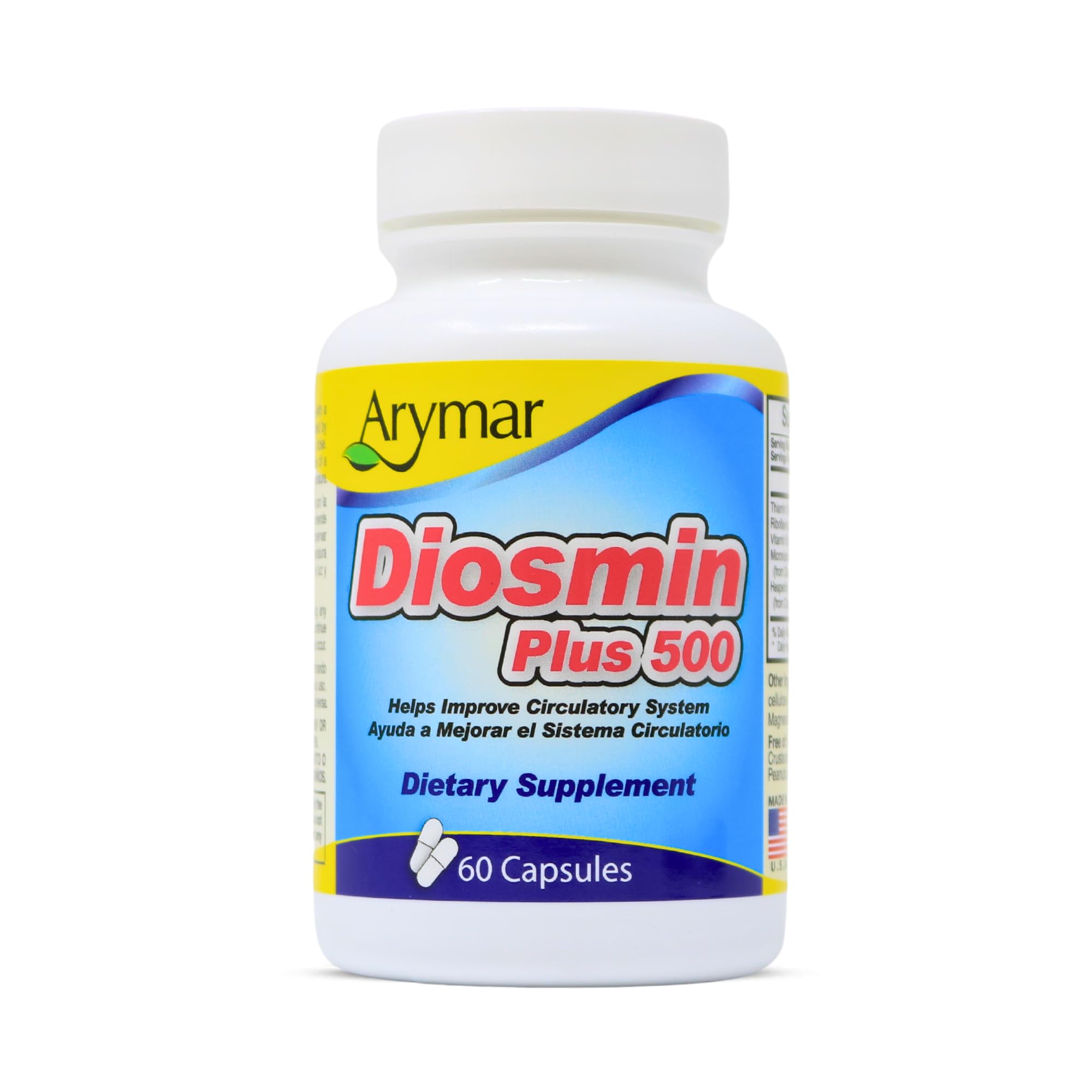 Arymar Diosmin Plus 500, Circulatory System Support (60 Capsules/Pack of 1)