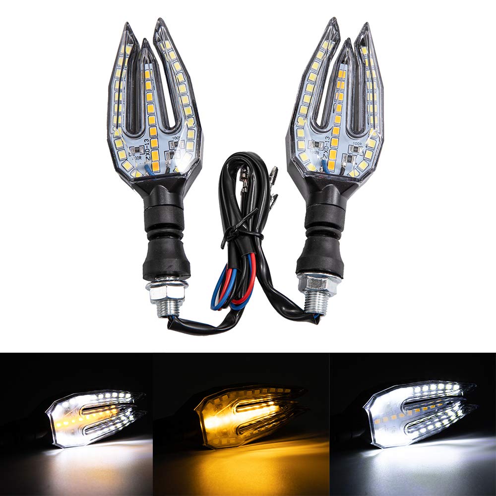 evomosaMini Light Motorcycle Turn Signals Lights Universal Motorbike LED Indicator Blinker Lamp(2 pcs) (white)