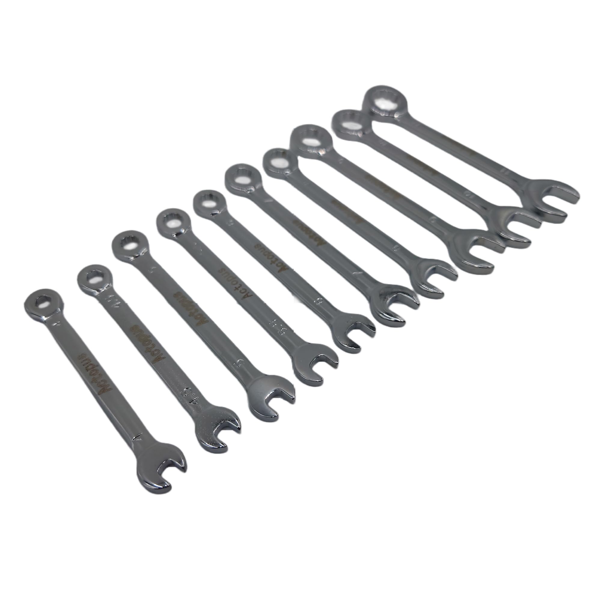 ActopusMini Wrench Set 10 Pcs Standard Combination Metric Durable Chrome Steel Tools for Home and Auto Repair