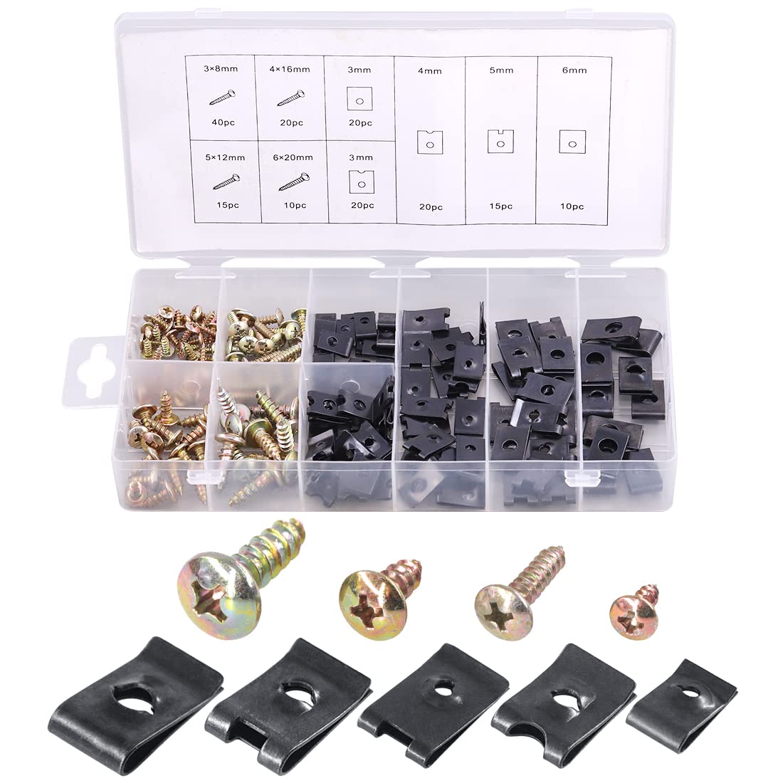 Keadic 170Pcs Auto Car Panel Clip Assortment Kit with Screws for Dash Door Panel Interior SAE, Black