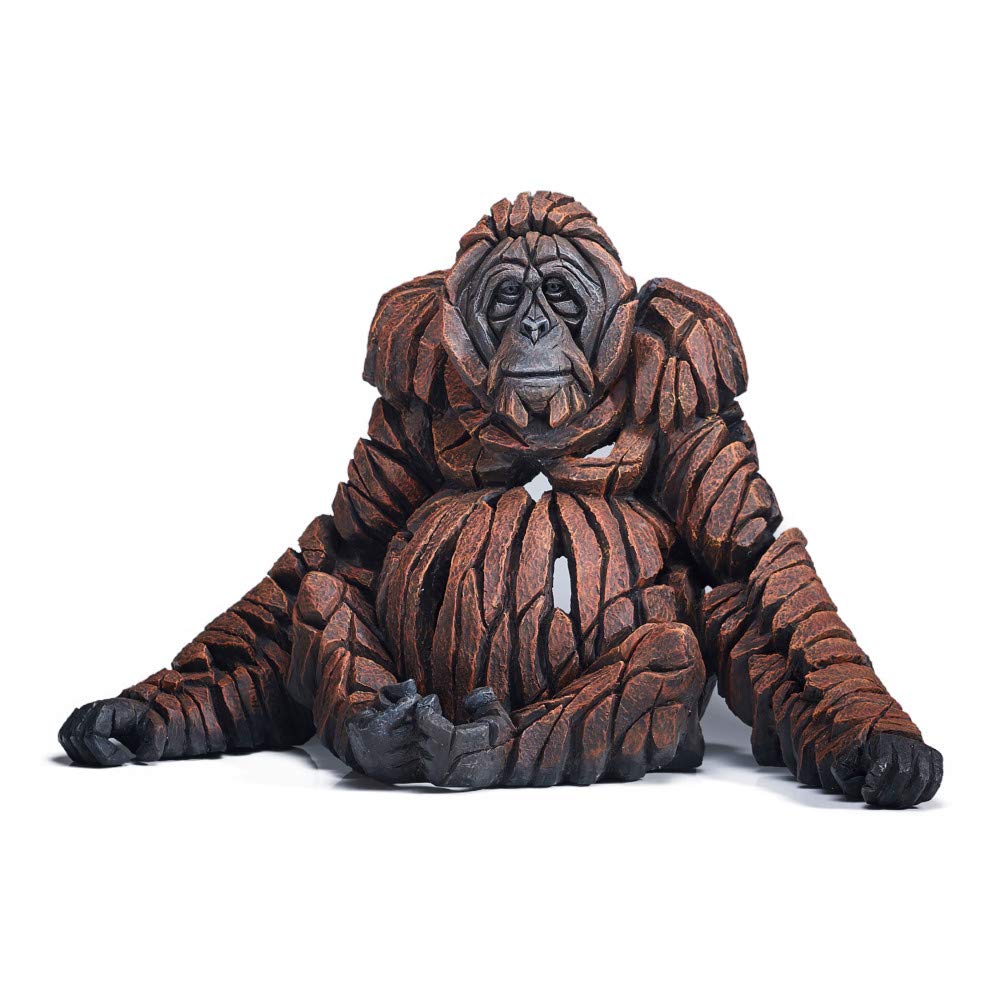 EnescoEdge Sculpture Adult Orangutan Sitting Animal Figurine, 14.1 Inch, Brown