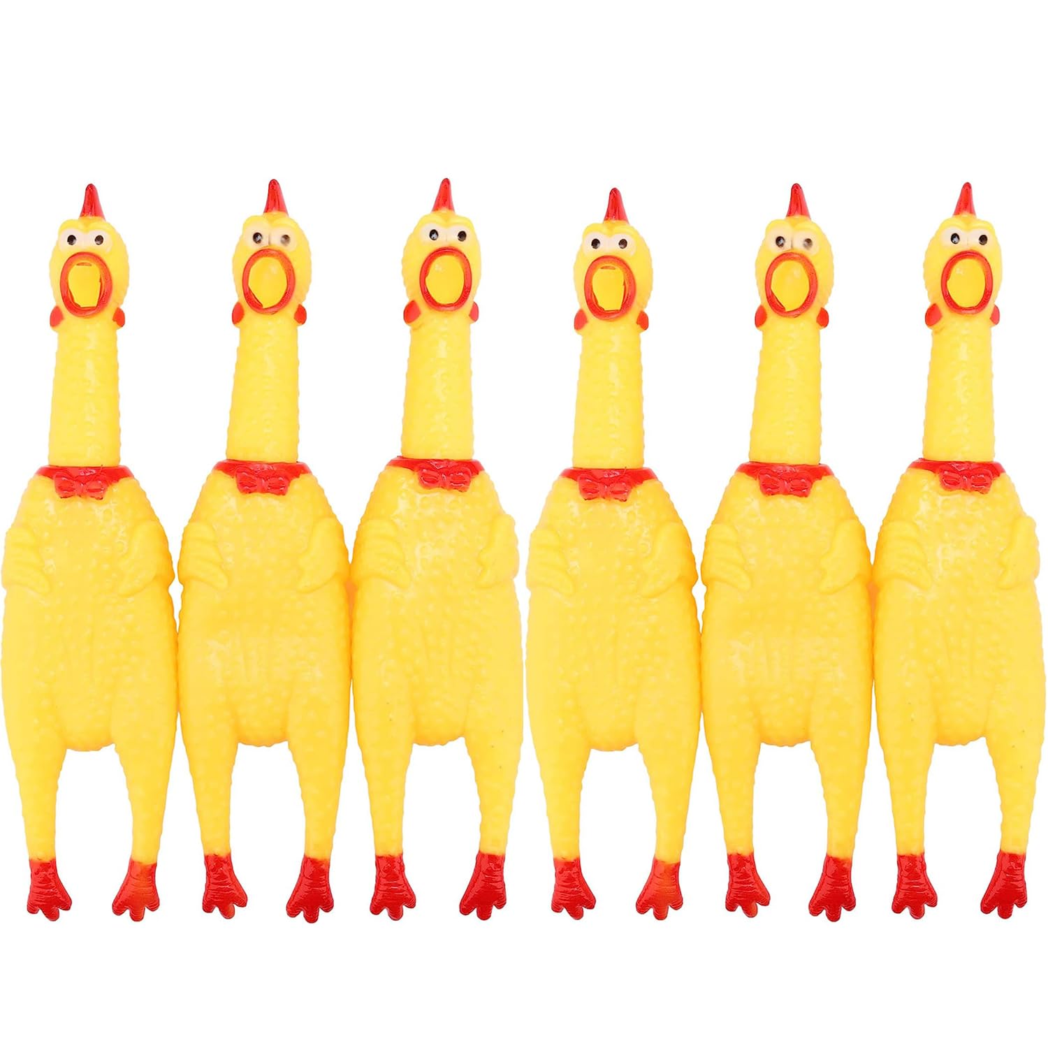 Zertylre 6Pcs Yellow Squeeze Screaming Chicken Prank Novelty Toy Squawking Chicken Toys for Pets or Kids