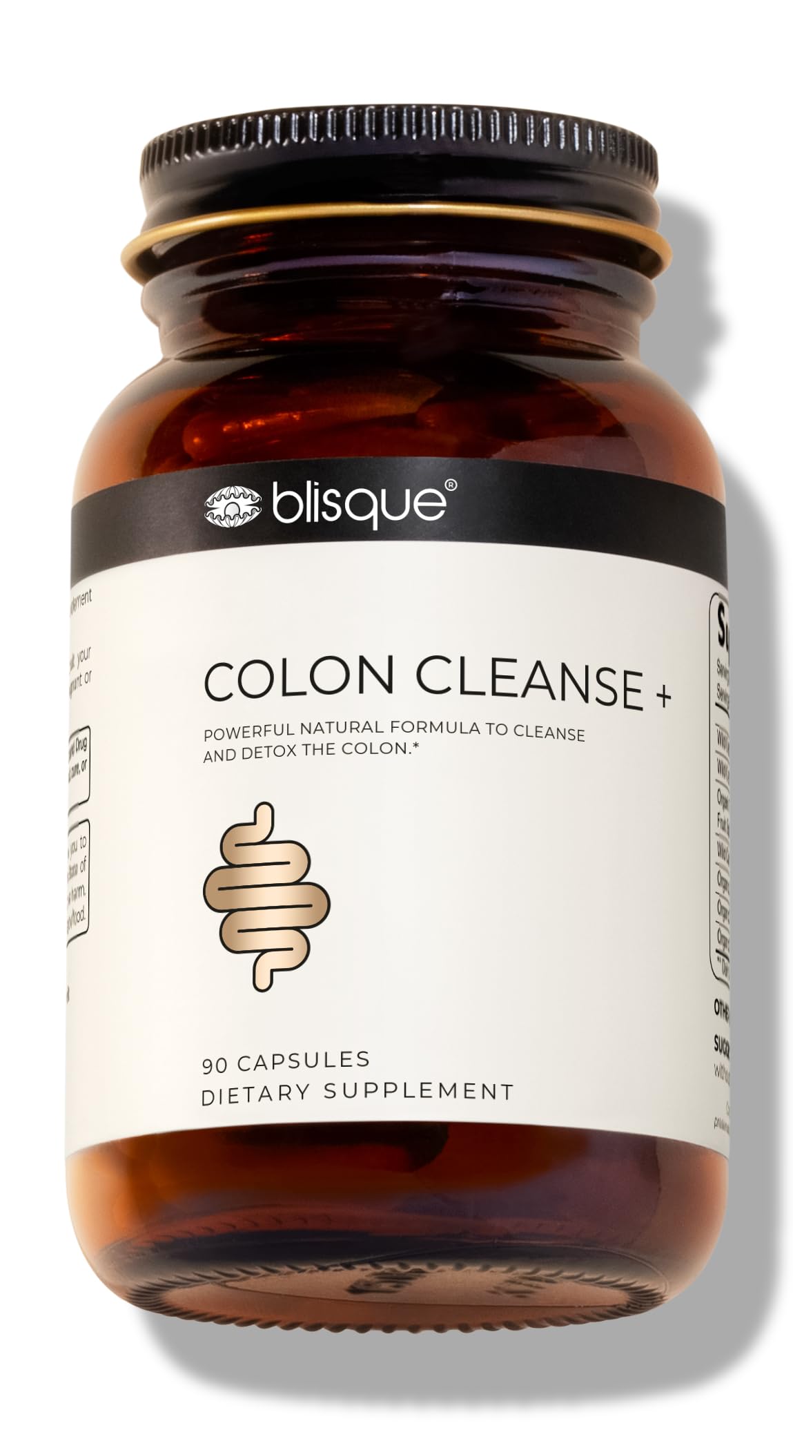 Blisque - Natural Colon Cleanse Supplement for Detox, Constipation Relief, Stool Softener, and Digestive Health | Doctor-Approved | with Aged Cascara Sagrada Bark | 90 Capsules | Vegan and Non-GMO