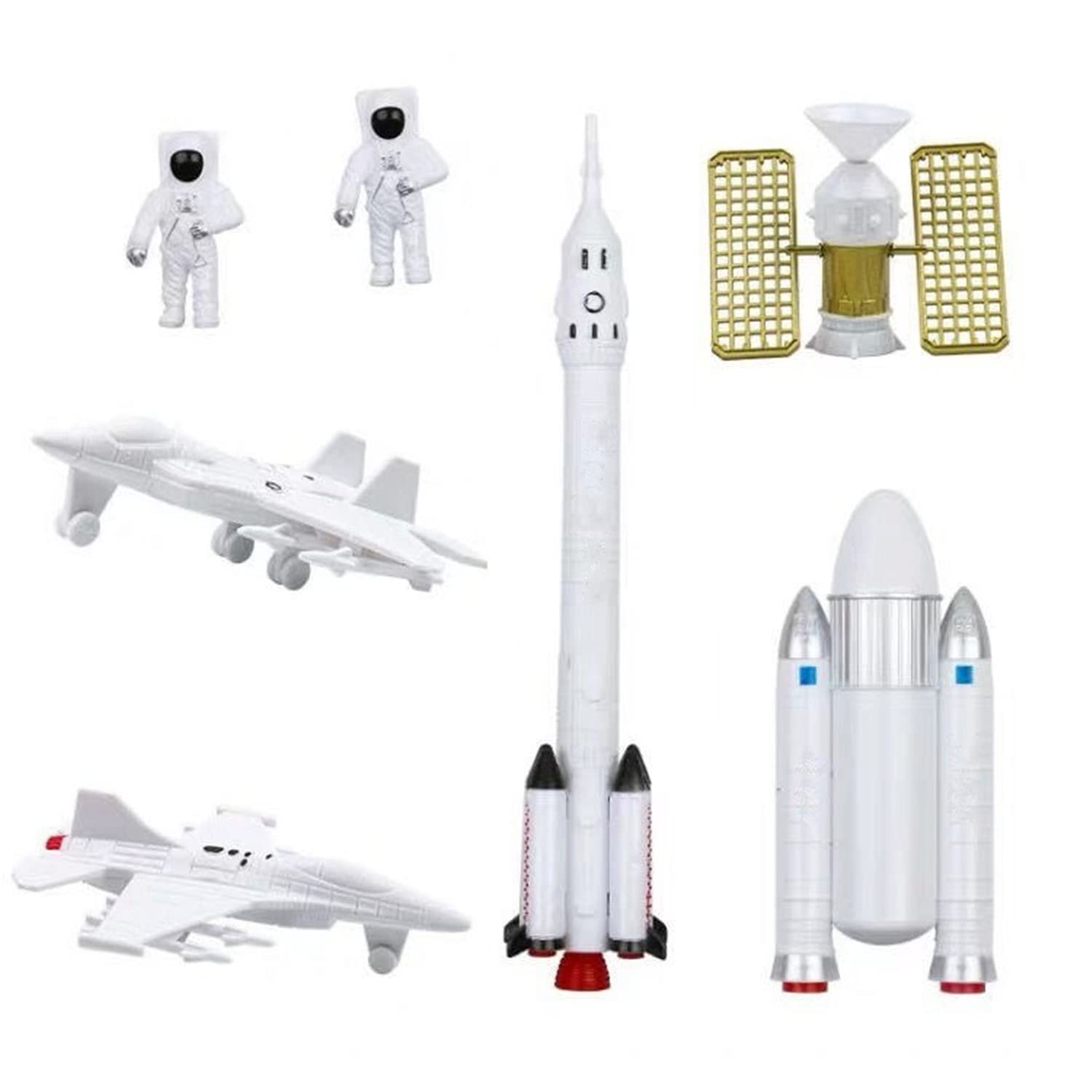 SKEIDO 7Pcs/Set Space Exploration Rocket Toy Manned Flight Cosmic Satellite Simulation Model Toys Early Education Entertainment Toys