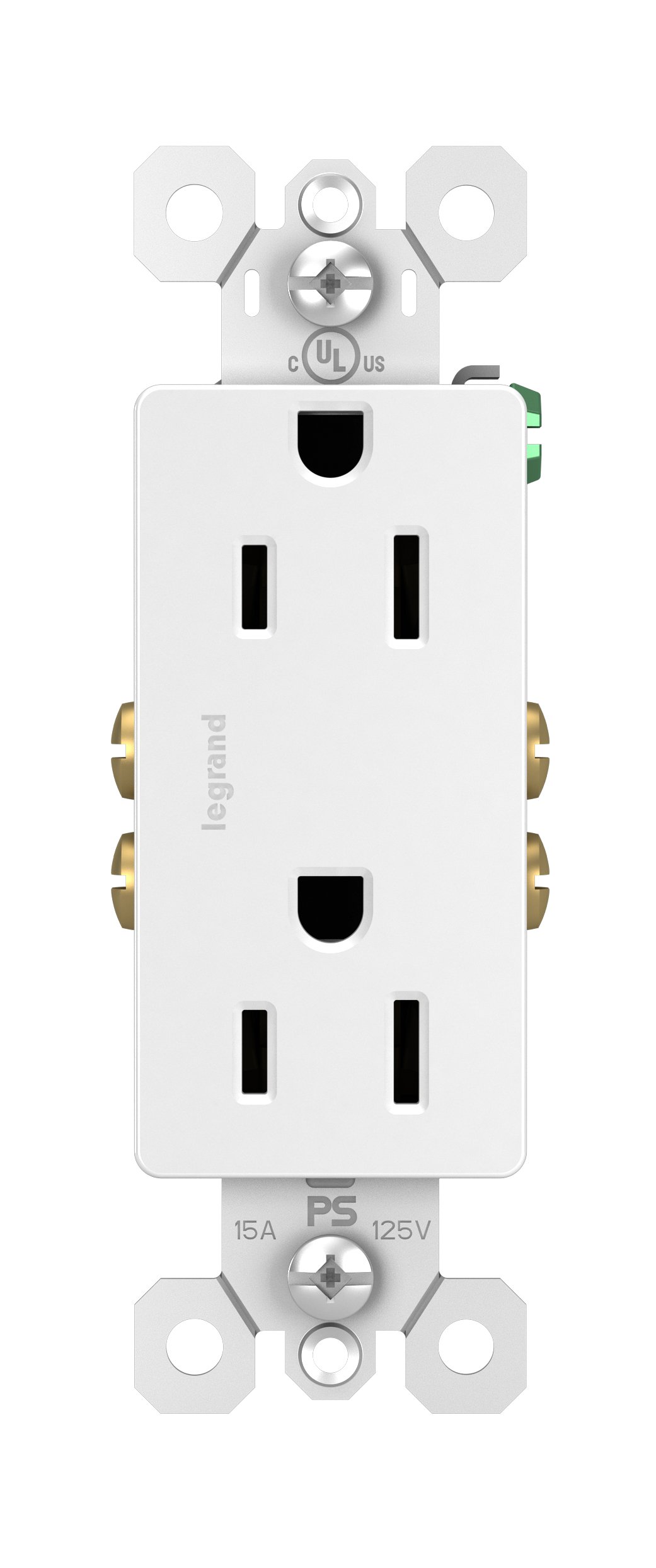 Legrand radiant 885WCC21 15 Amp Decorator Duplex Outlet, Side Wire or Push Wire, White (1 Count)