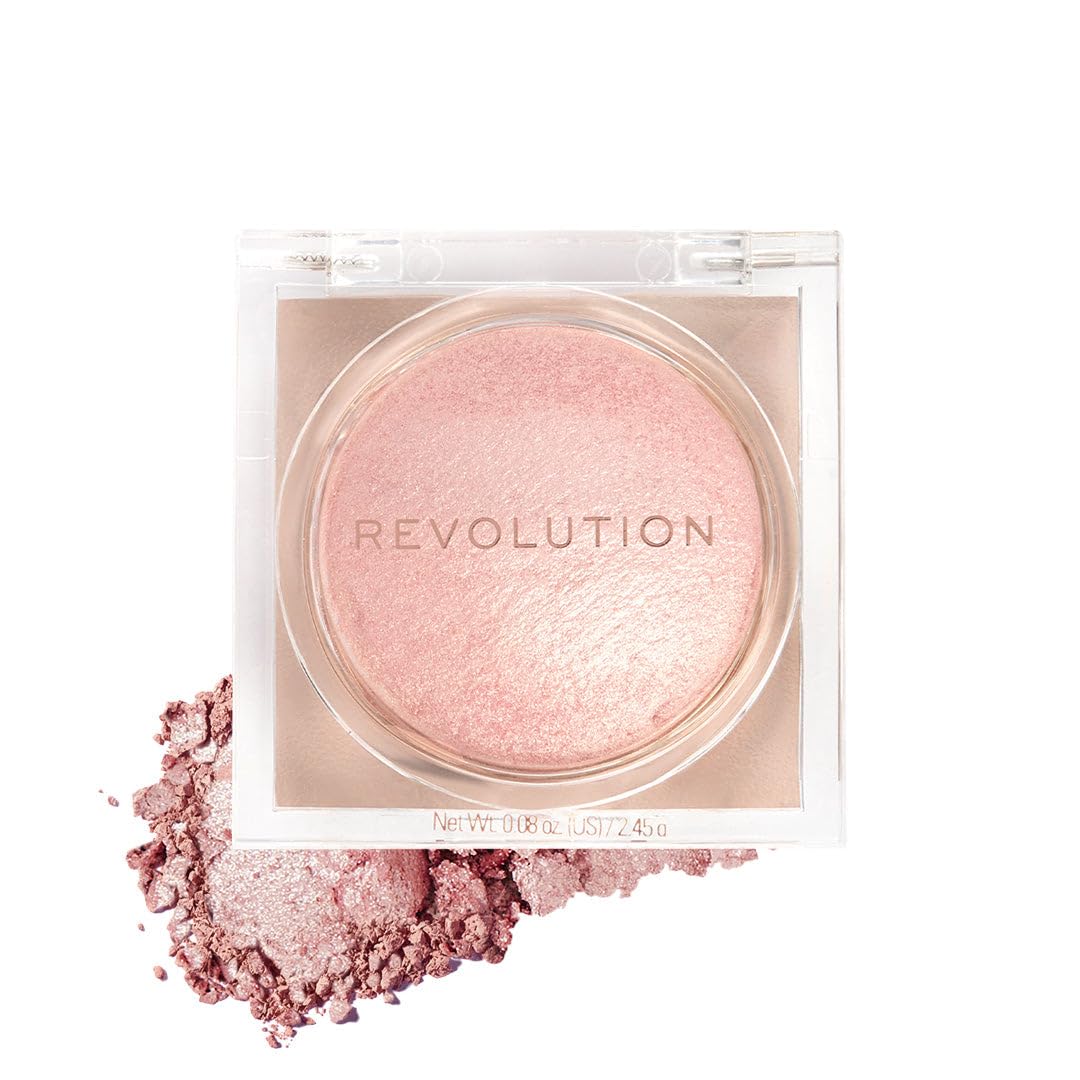 Makeup Revolution Beam Bright Highlighter, All Over Face Glow, Powder To Liquid Formula, 5 Different Shades, Pink Seduction