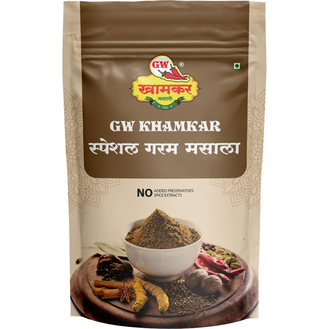 GW Khamkar Special Garam Masala/Powder/Spices, Exotic Blend of Ingredients, Zip Lock & Reusable Pack (185 GRAM)