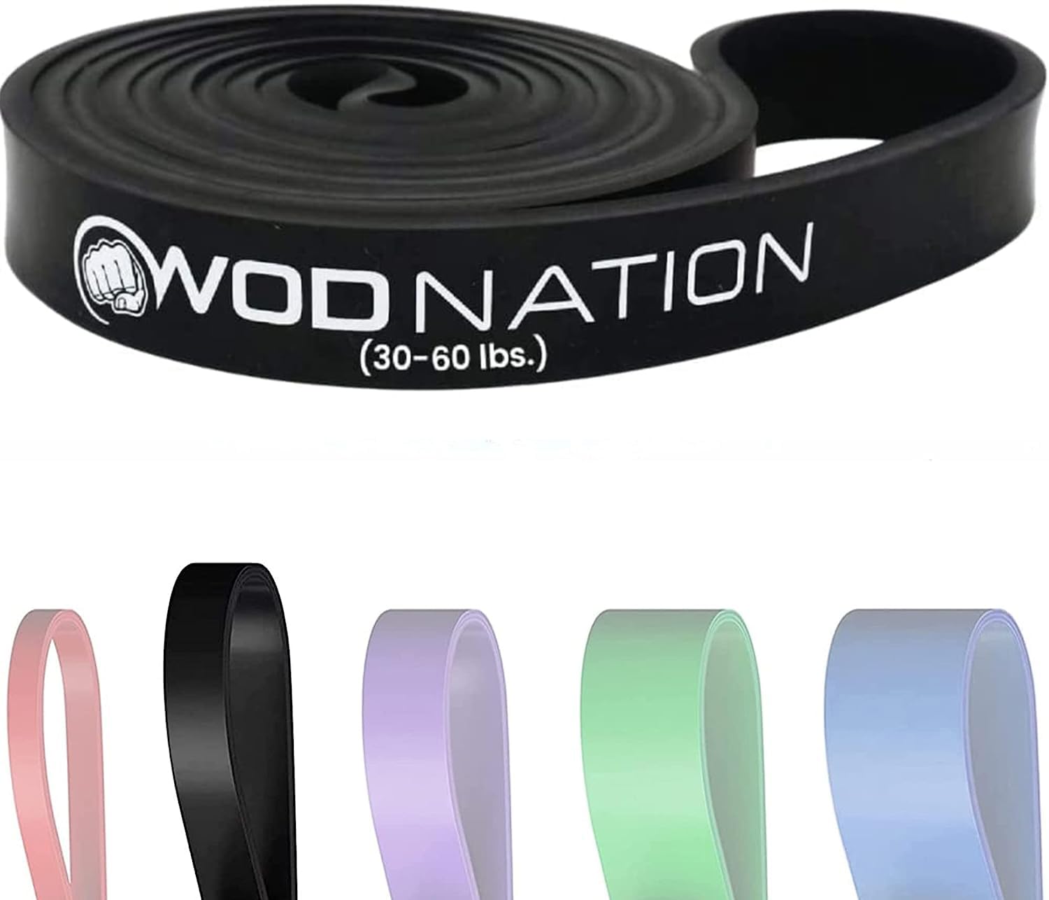 WOD Nation Pull Up Assistance Bands (10-175lbs Band) - Best for Pullup Assist, Chin Ups, Resistance Bands Exercise, Stretch, Mobility Work & Serious Fitness - 41 inch Straps