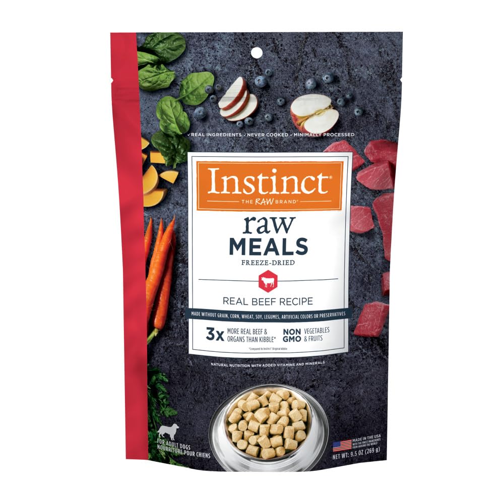 Instinct Freeze Dried Raw Meals Grain Free Dog Food, Dog Food Dry, Freeze Dried Dog Food, Raw Dog Food, Beef Recipe, 9.5 oz