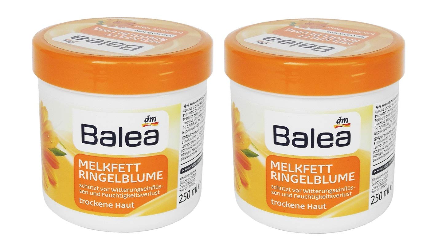 2PCs of Balea Melkfett milking grease - Calendula Gel-Cream - Protects Skin against Environmental Damage/Stress from Cold, Wind, Rain etc, 250ml (Total of 500ml)