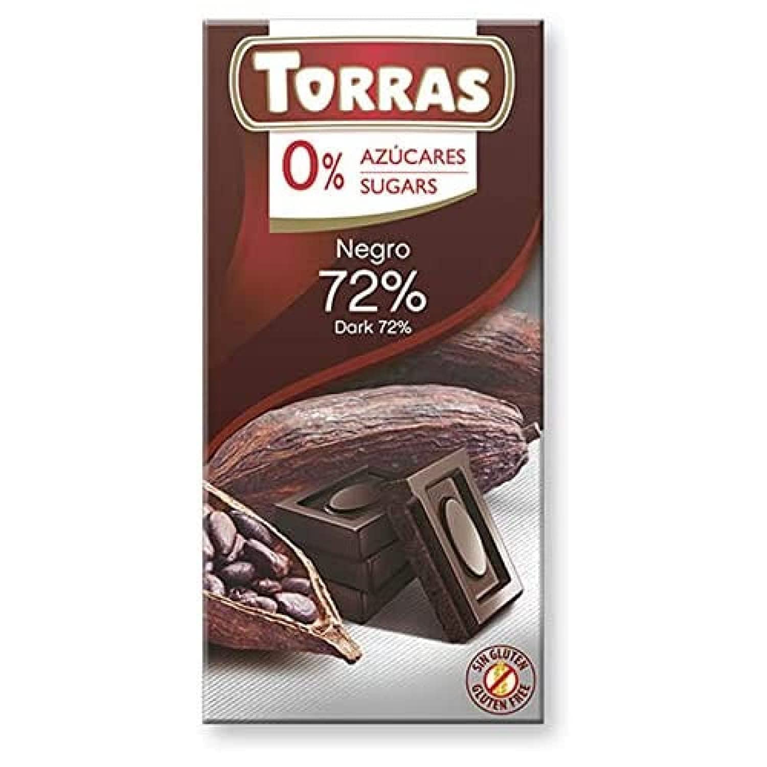 Torras SUGAR FREE DARK CHOCOLATE 72% COCOA TABLET 75GR