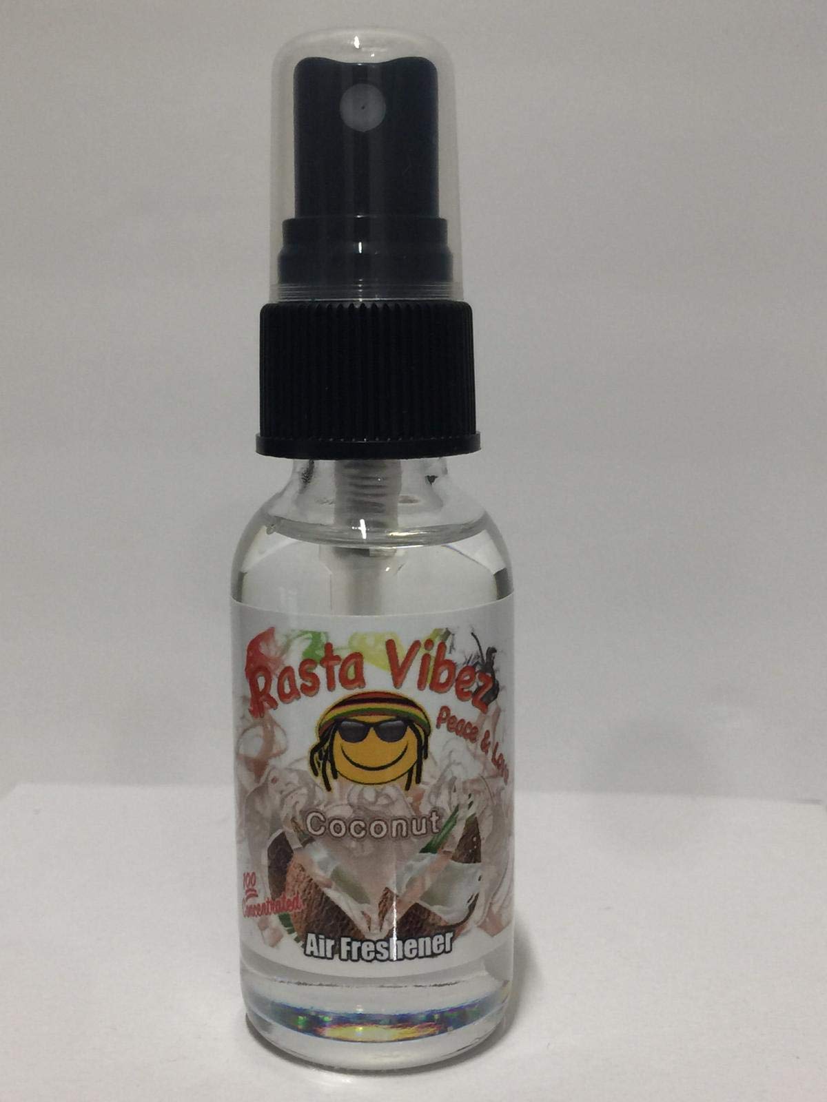 Rasta Vibez Coconut Type Air Freshener - 100% Ultra Concentrated Oil Based Spray - Ideal for Bathroom, Home, Car, Office & More - Long Lasting Effects - 1oz Bottle