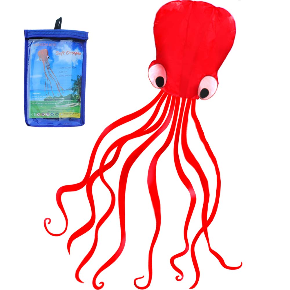 Hengda Kite Software Octopus Flyer Kite with Long Colorful Tail for Kids,Long,Large,for Kids and Adults,Easy to Fly