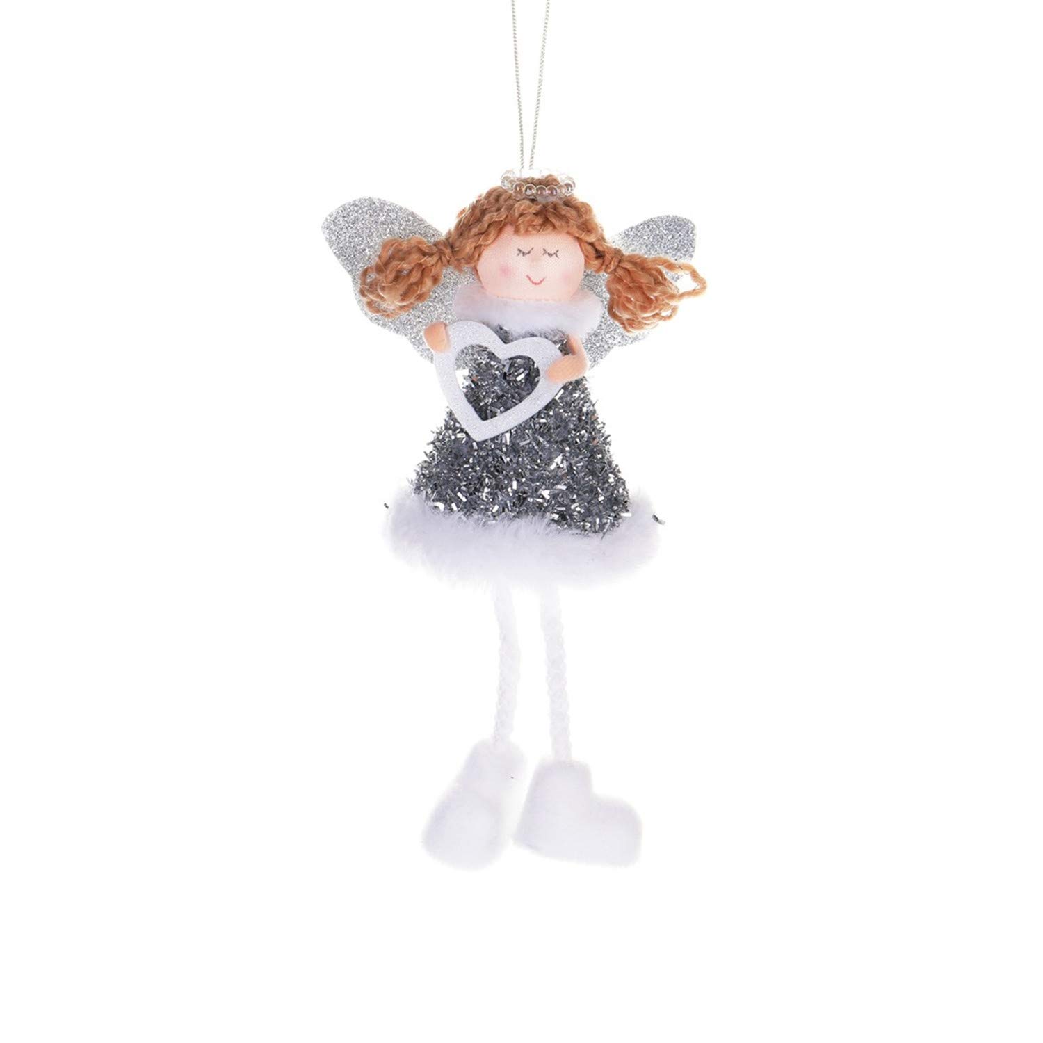 gelvs Christams Tree Puppet Silver Angel Decorative Doll for Christmas Days,New Year Holiday