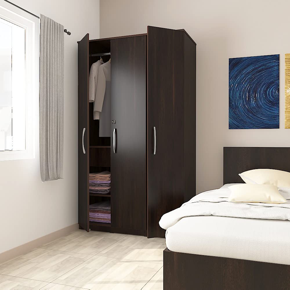 Studio Kook Engineered Wood 3 Door Wardrobe (Matte Finish) (Junglewood)