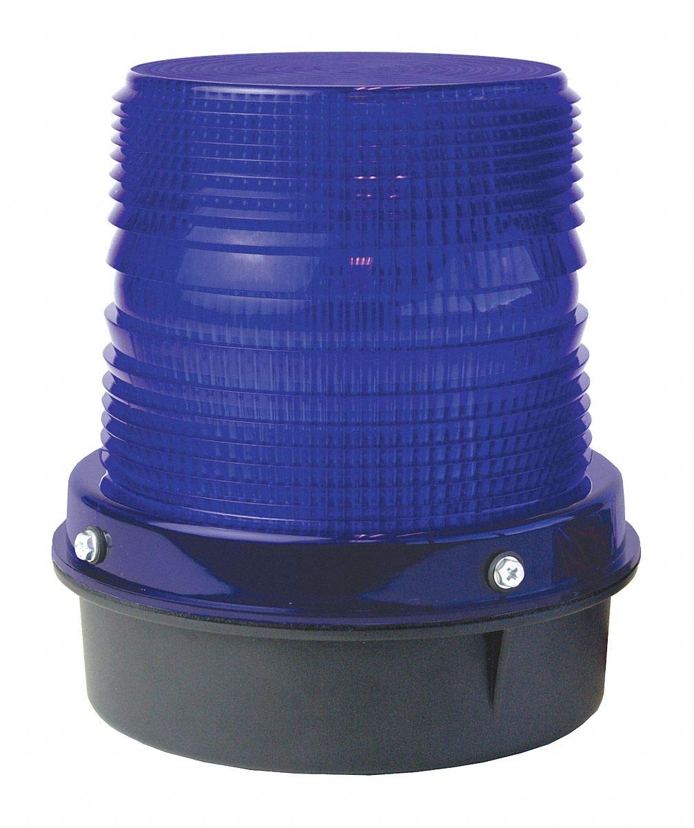 Strobe Light, Aluminum/Plastc, Blue, 120VAC