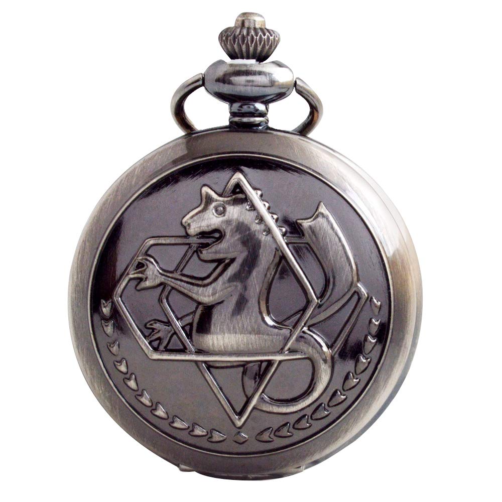 BOSHIYA Fullmetal Alchemist Pocket Watch with Chain Box for Cosplay Accessories Anime Merch, Alchemist-Black, L, Anime