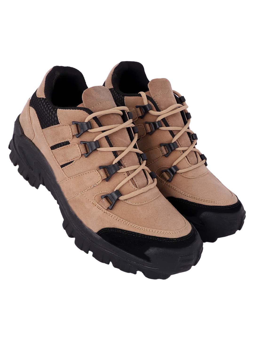 Men's Beige Synthetic Leather Outdoor Casual Shoes