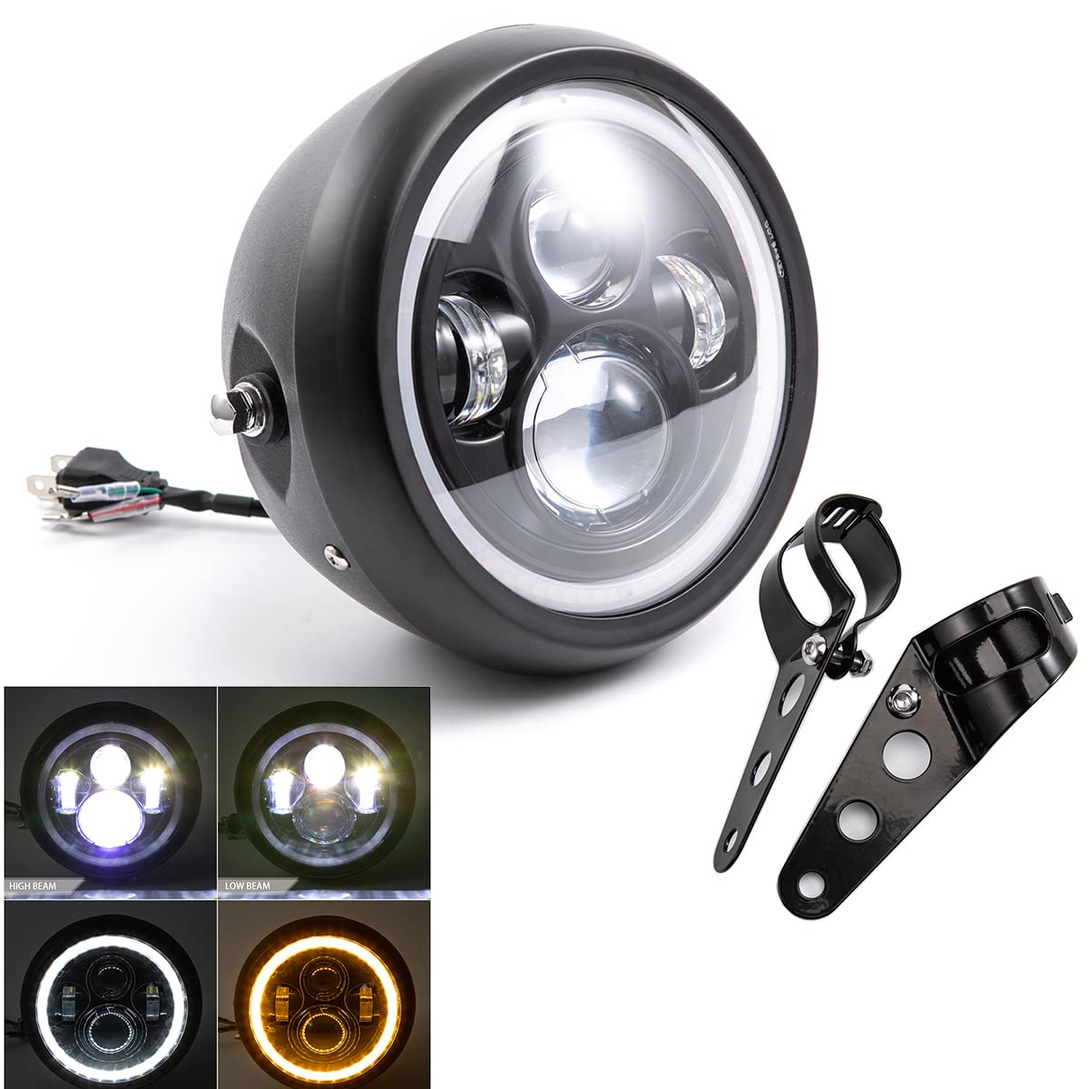 evomosa 7.5 inch Motorcycle Headlight Led Front Headlight for Cafe Racer Bobber Chopper