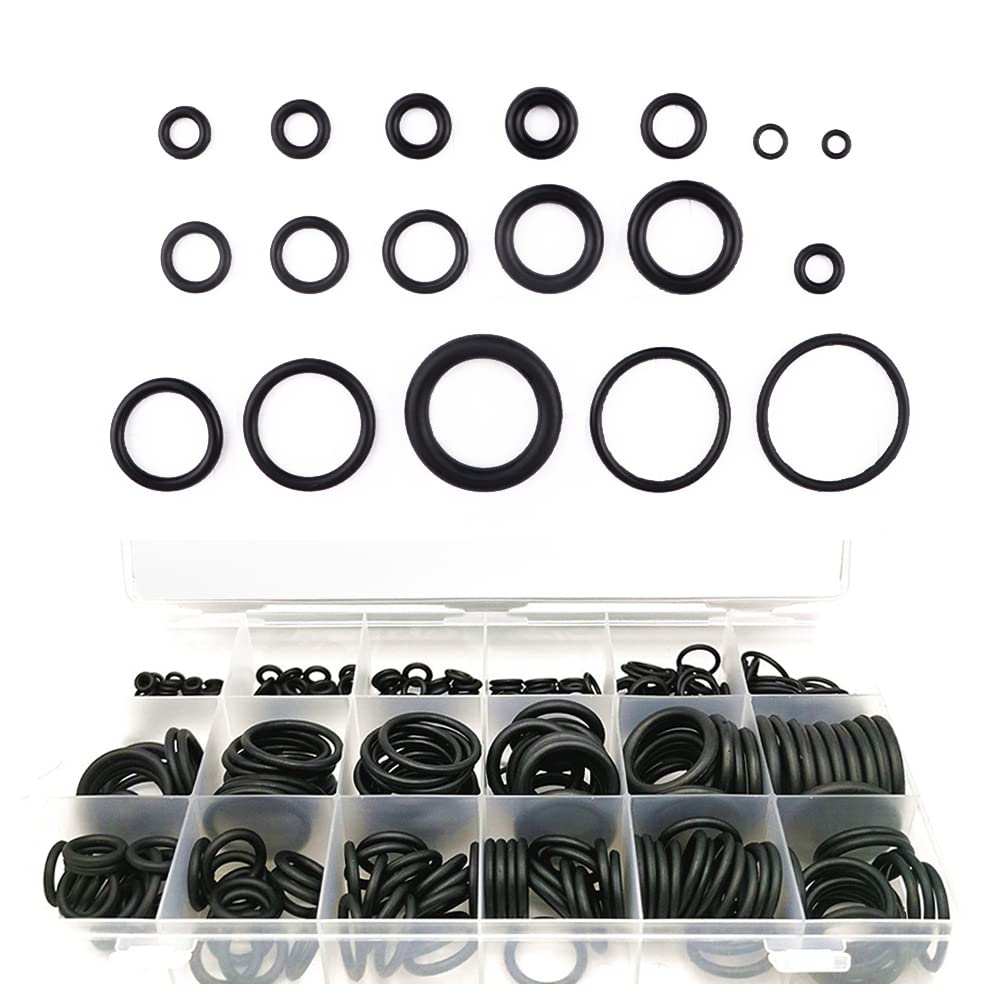 300PCS O Ring Kit Set,18 Size Rubber O Ring Assortment Hose Washers,Great for Automotive Repair,Faucet Repair Kit,Air or Gas Connections,Car Accessories O-Rings Gaskets Washers (300Pcs)