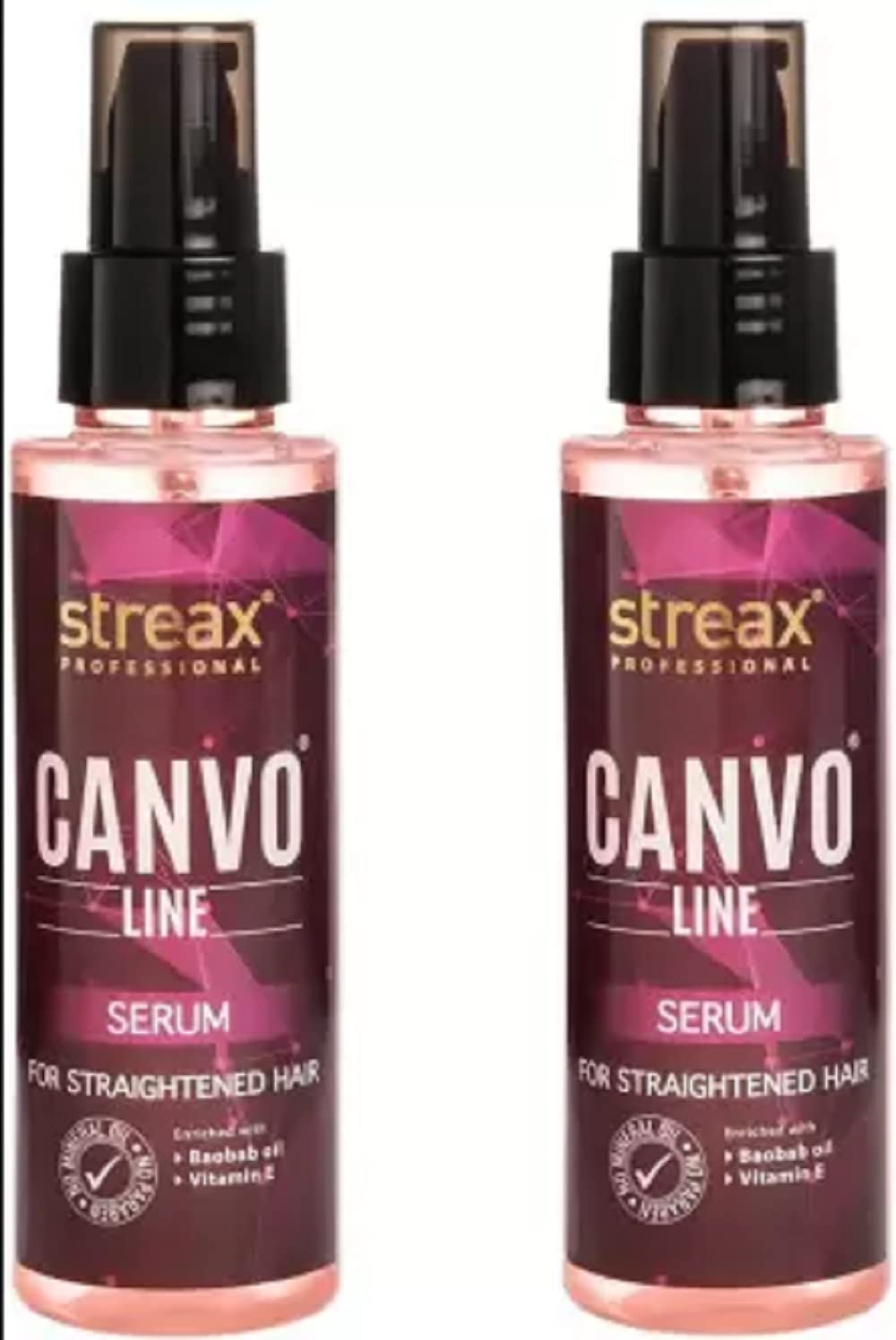 Streax Professional Canvoline Serum With Kera Charge Complex For Straightened Hair, 100 ml, Pack of 2