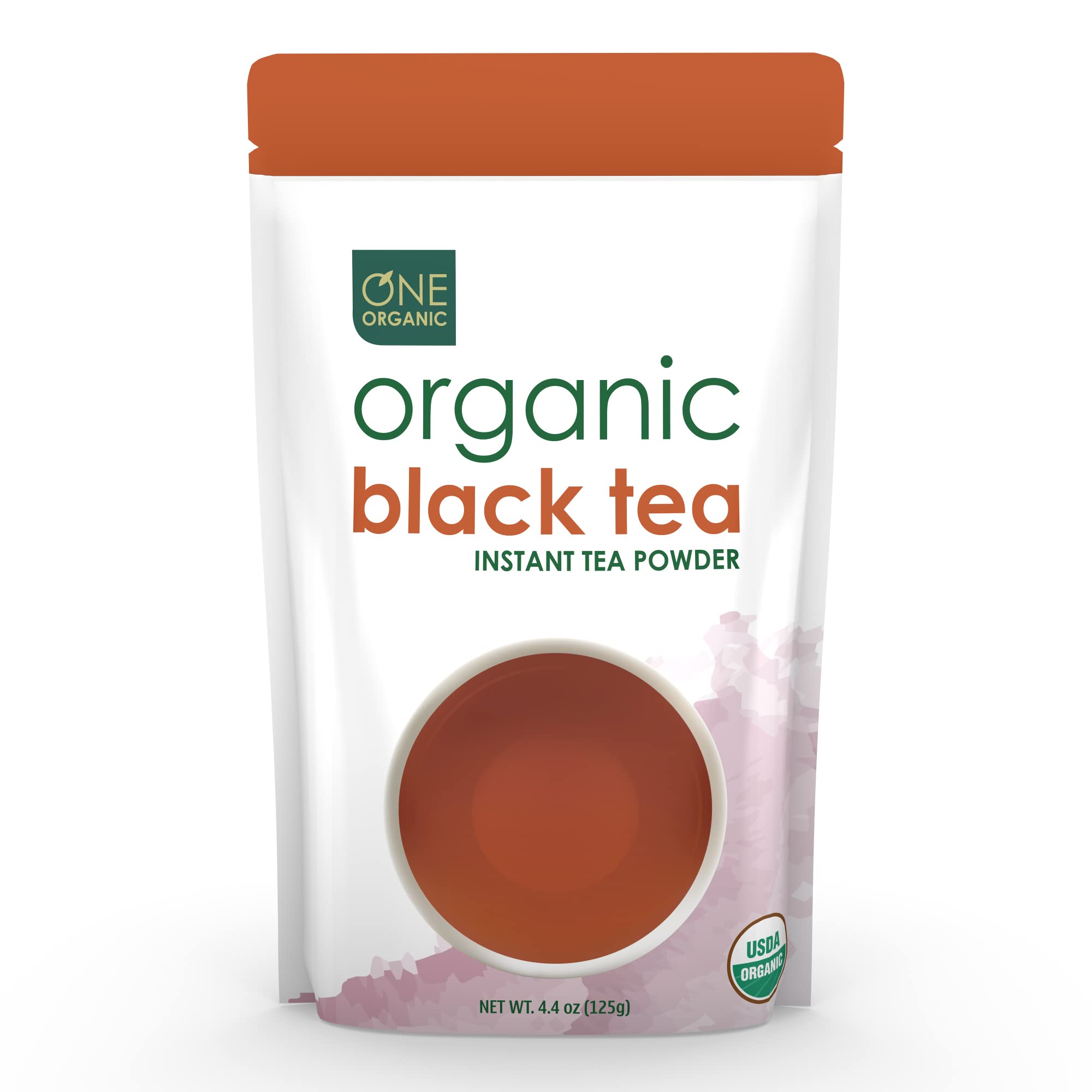 One OrganicInstant Tea Powder (Black) – 4.4 oz. – 125 Servings – USDA Certified Organic – 100% Pure Tea - Instant Hot or Iced Tea – Unsweetened